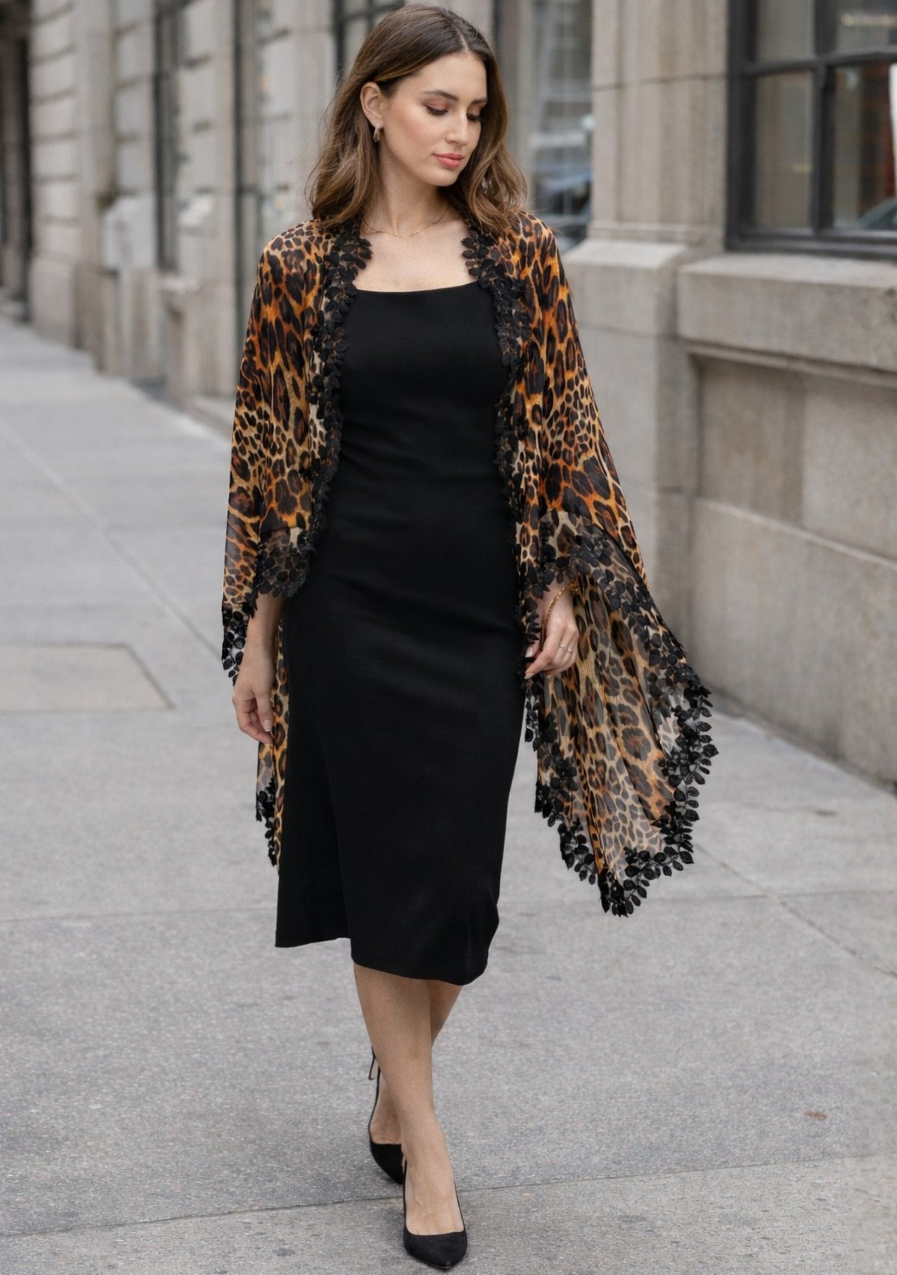 Leopard Print Modal & Silk Scarf
Black Lace