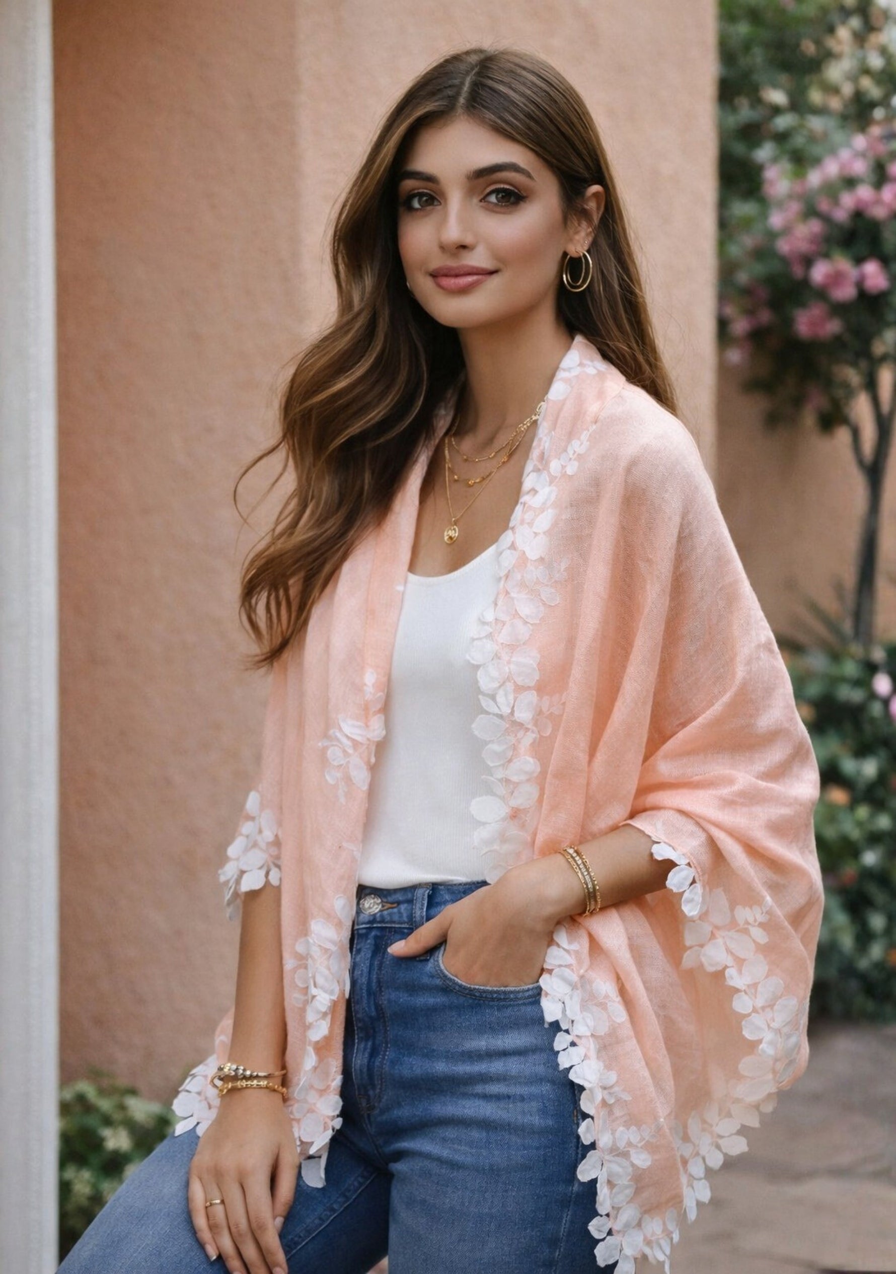 Lt. Peach Linen & Modal Scarf
Ivory Lace