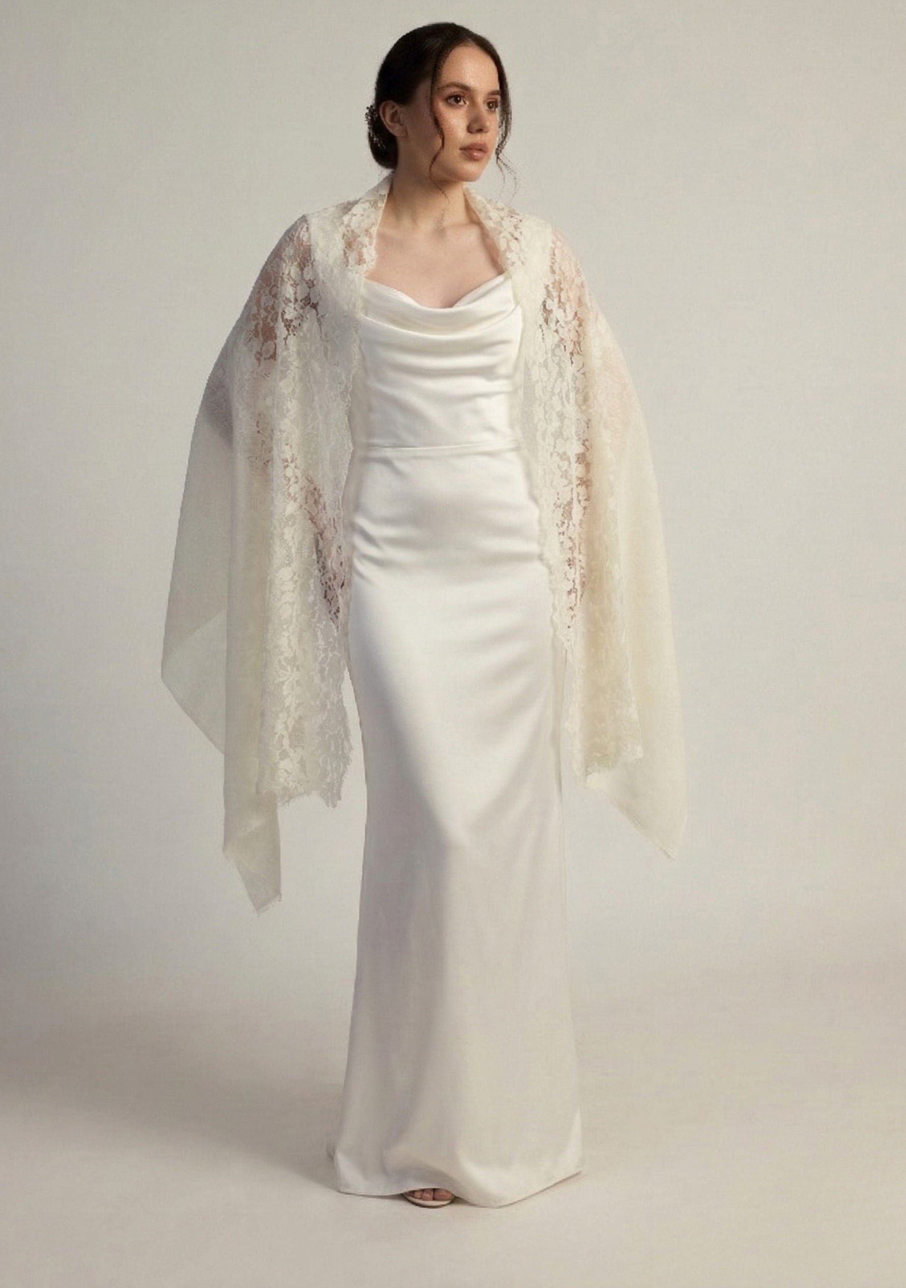 Ivory Linen & Modal Scarf Ivory Lace