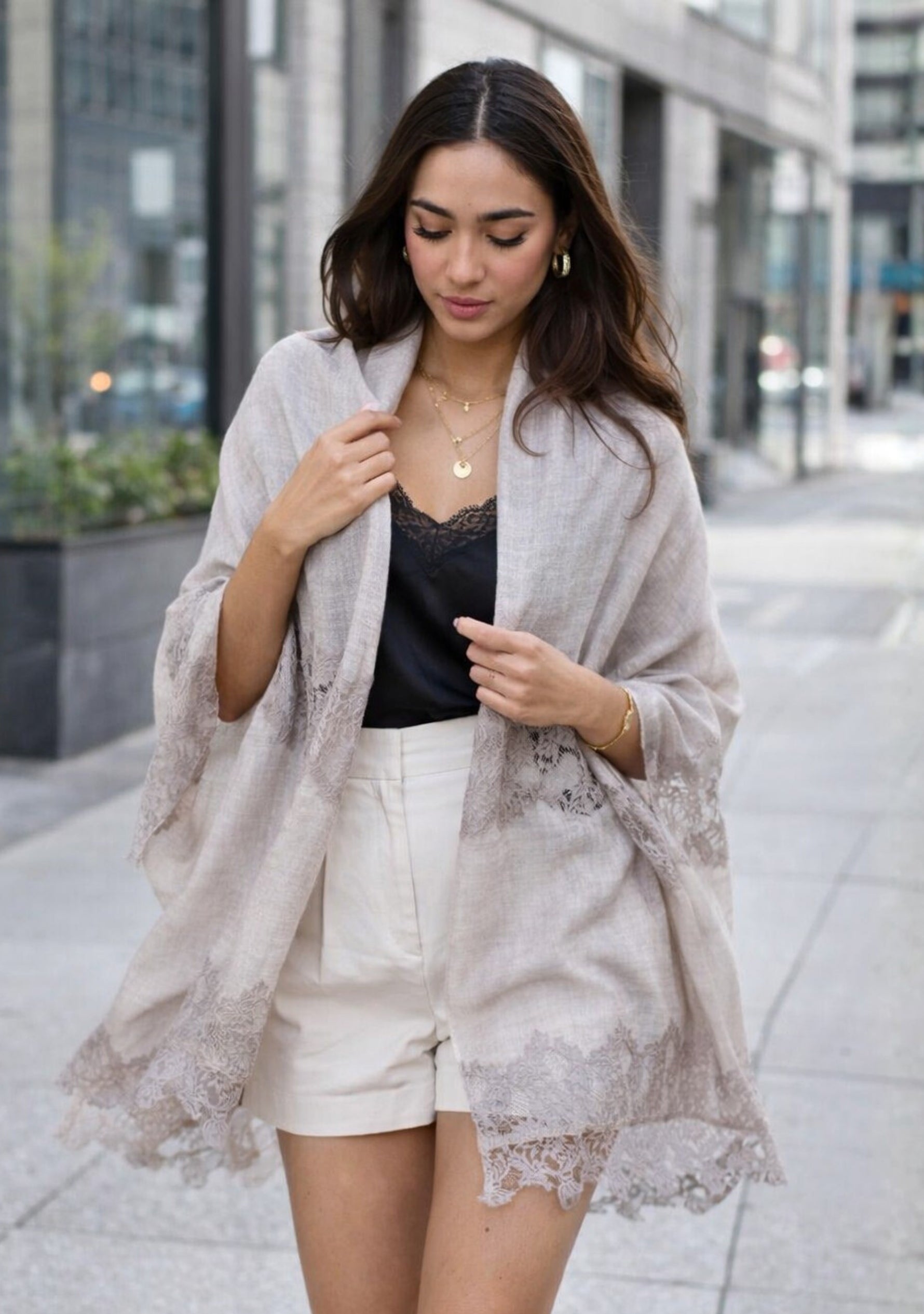 Taupe Melange Wool & Silk Scarf
Dk. Taupe Lace