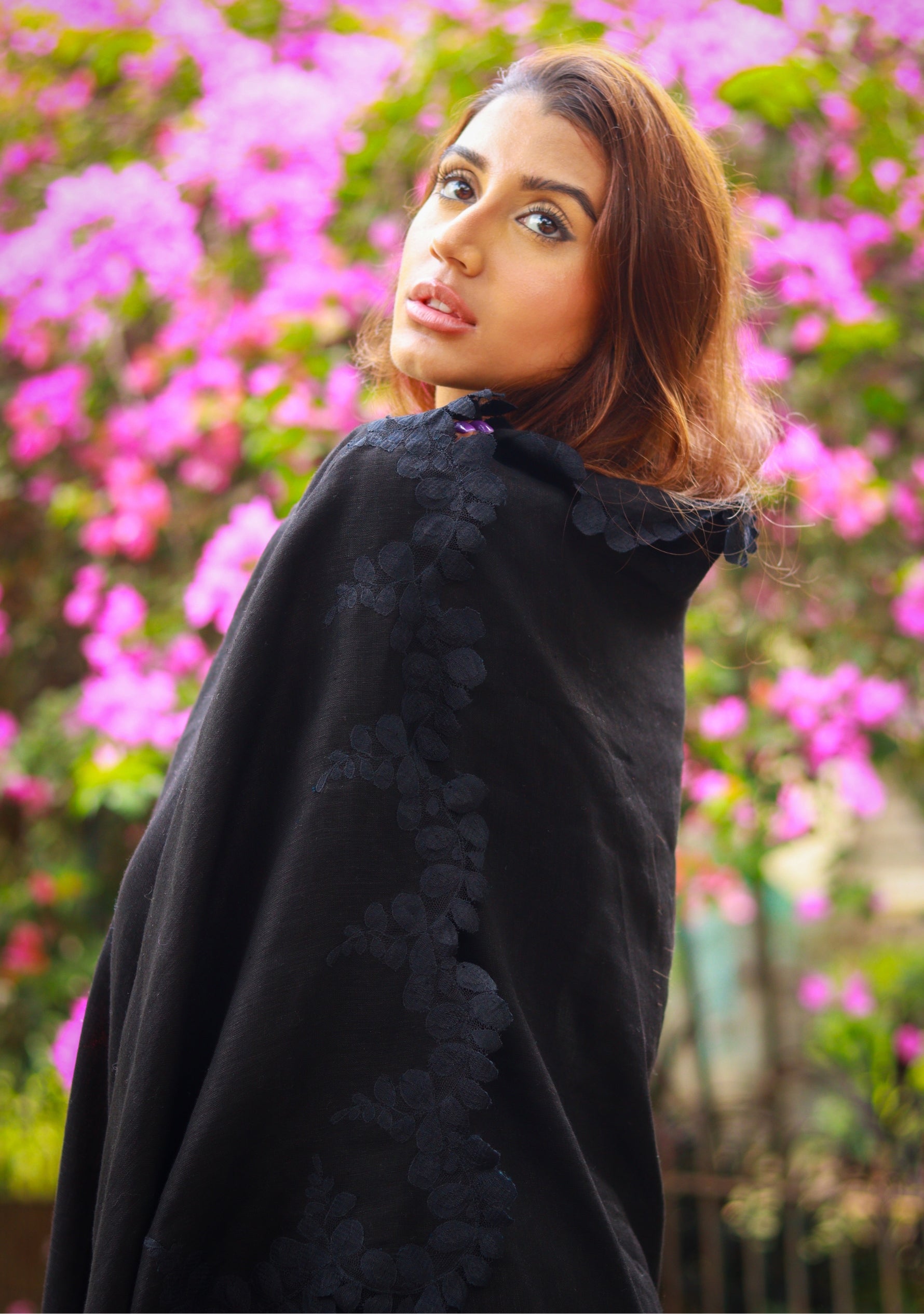 Black Linen & Modal Scarf 
Black Lace
