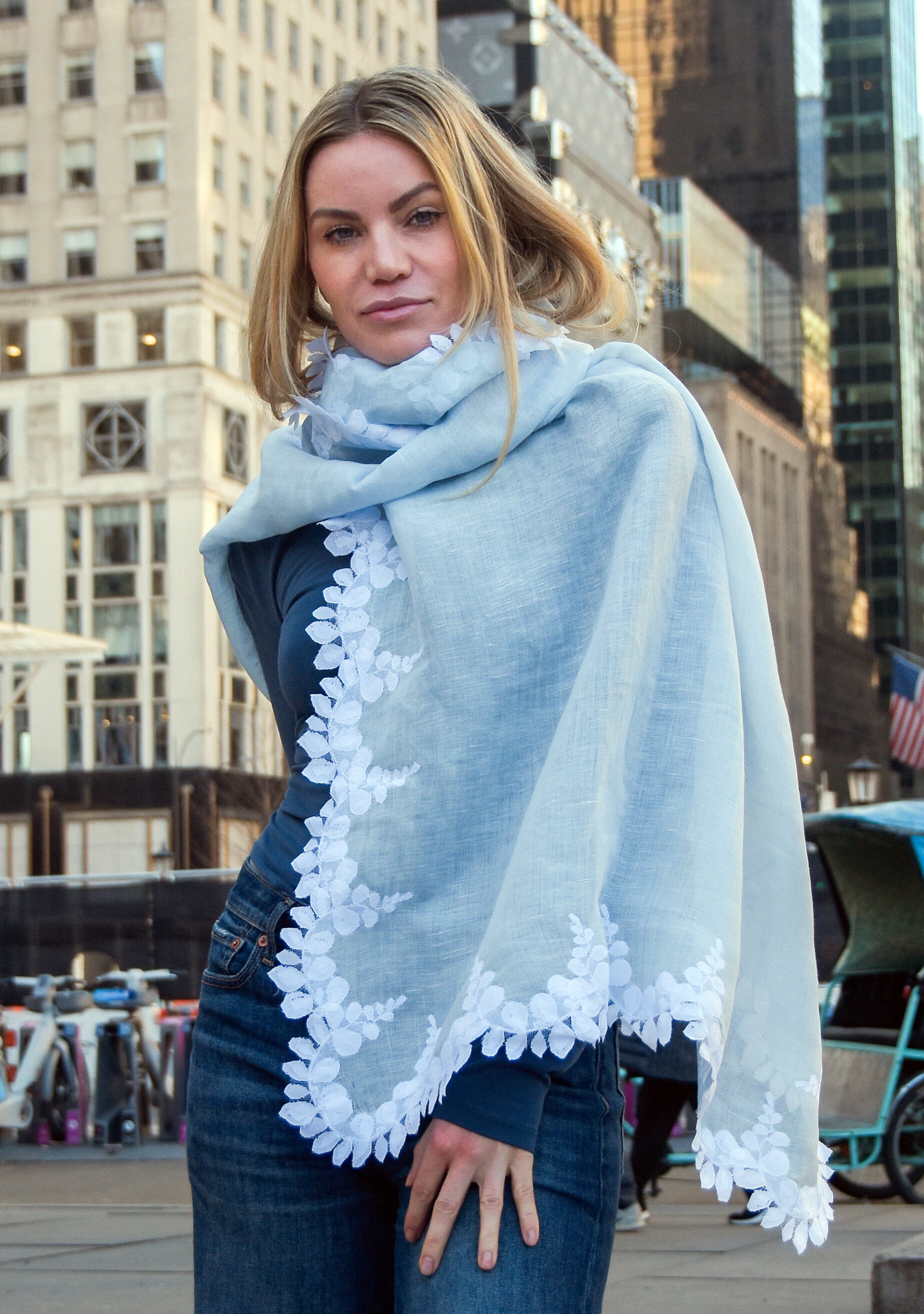Powder Blue Linen & Modal Scarf
Ivory Lace