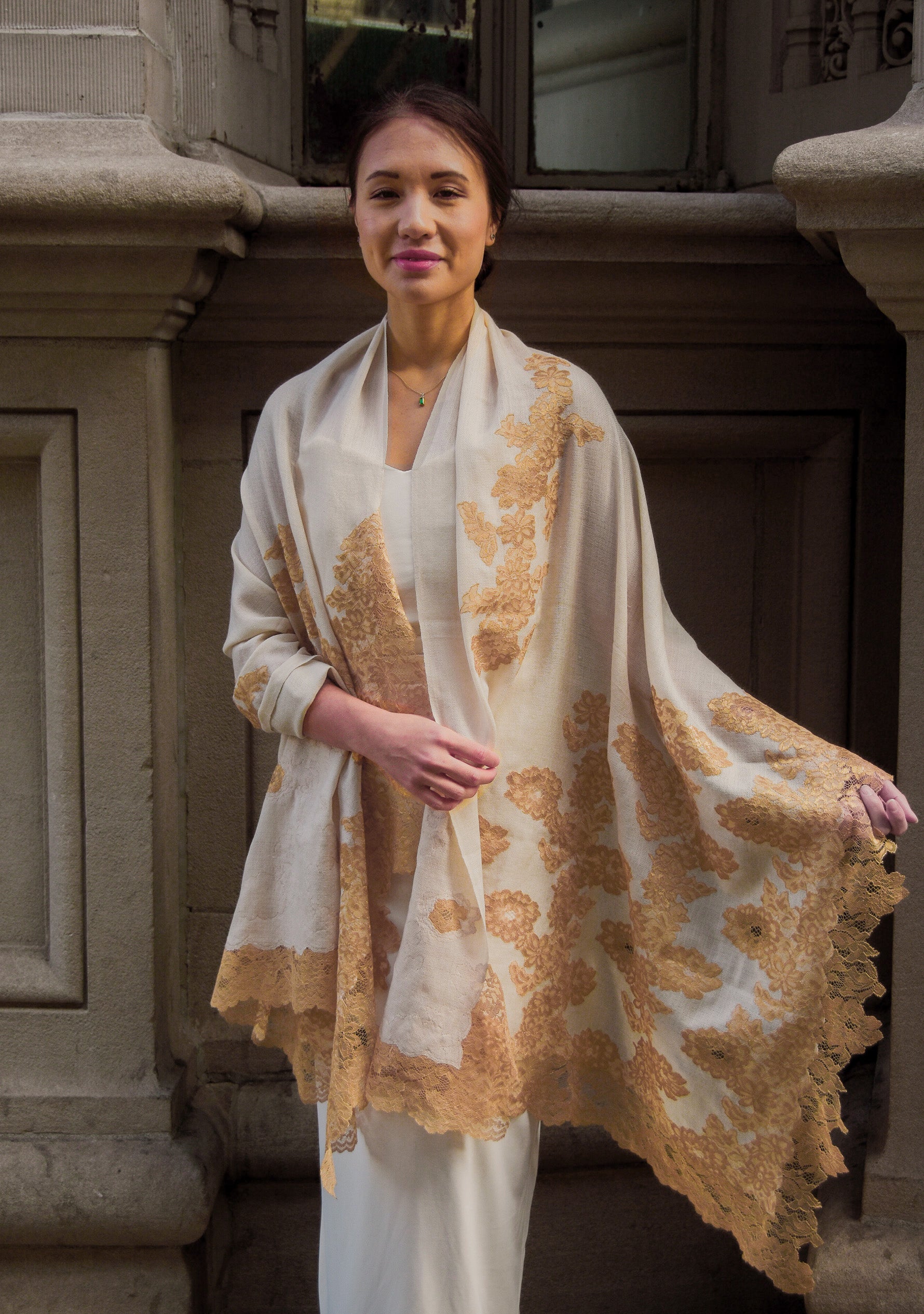 Beige Cashmere Scarf
Gold Lace