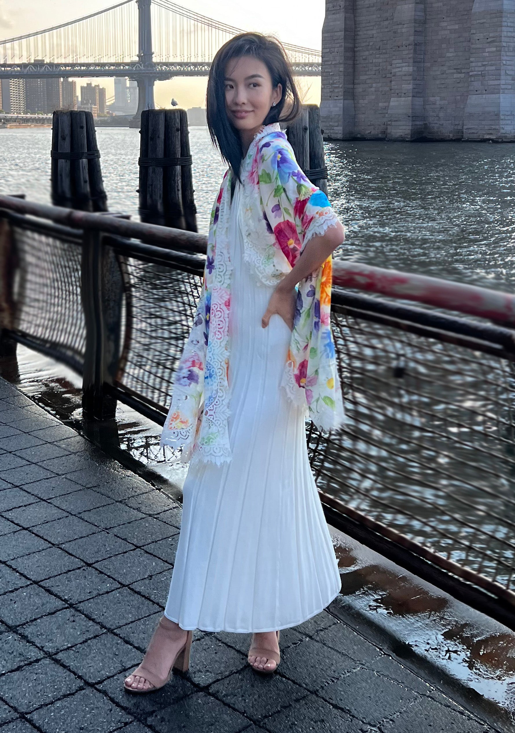 Ivory Print Modal & Cashmere Scarf 
Ivory Lace