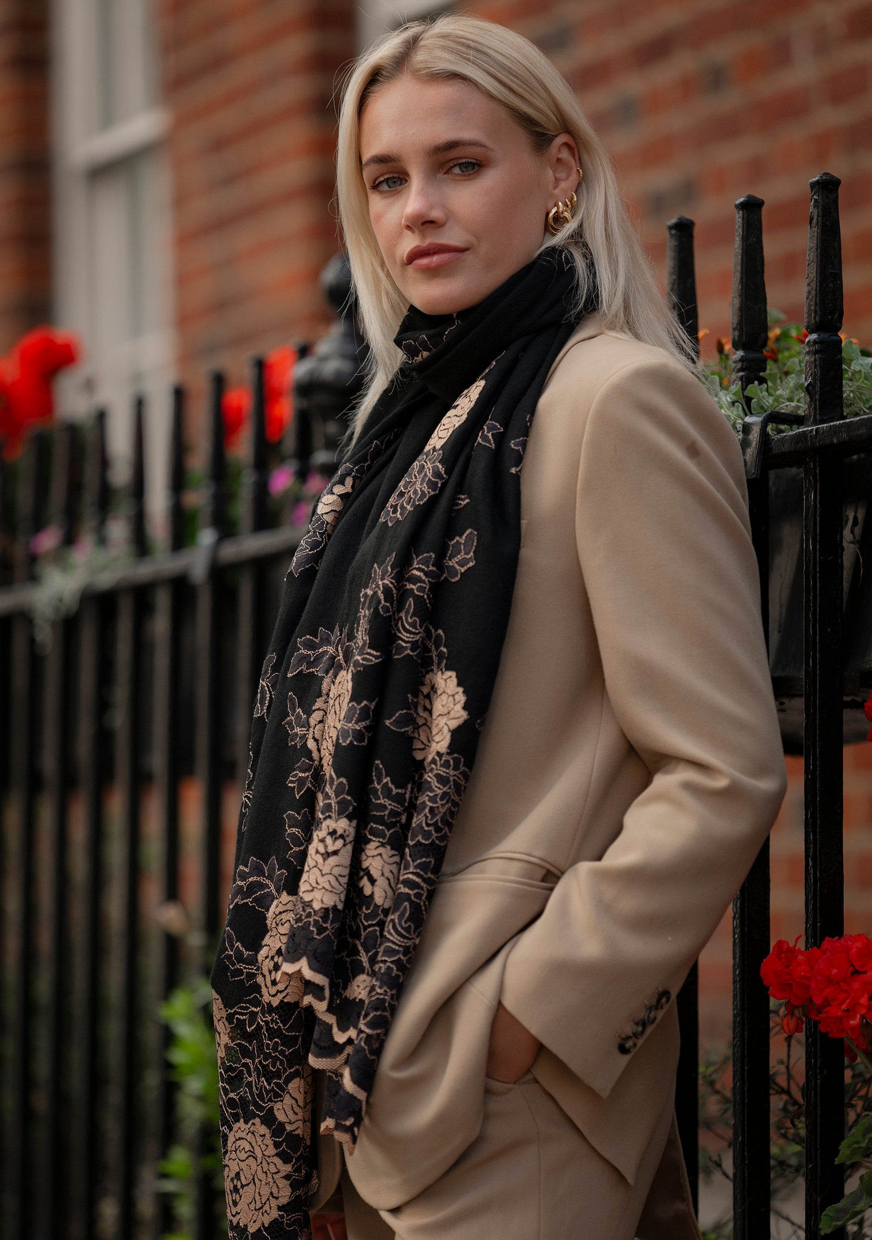 Black Cashmere Scarf
Black & Nude Lace