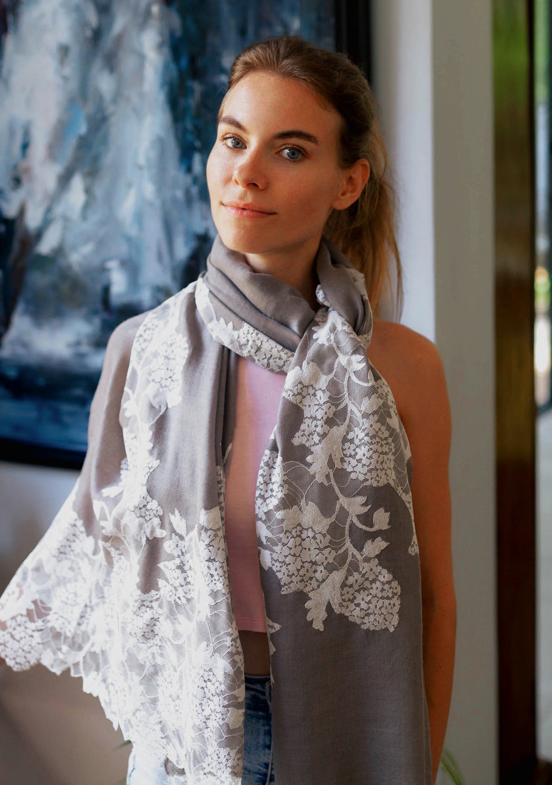 Mousse Wool & Silk Scarf
White Lace