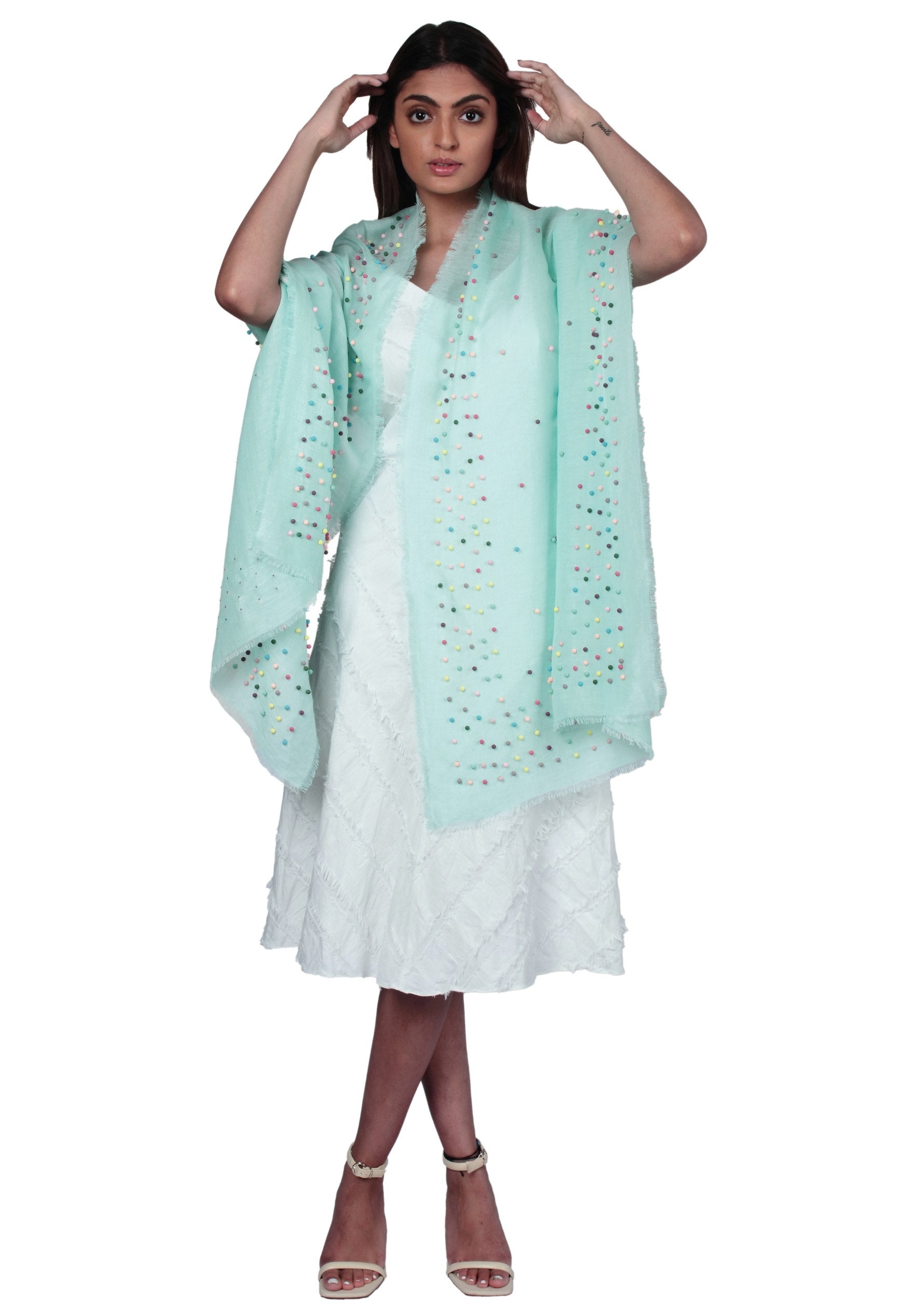 Lt. Mint Linen & Modal Scarf
Multi-colored Pearls
