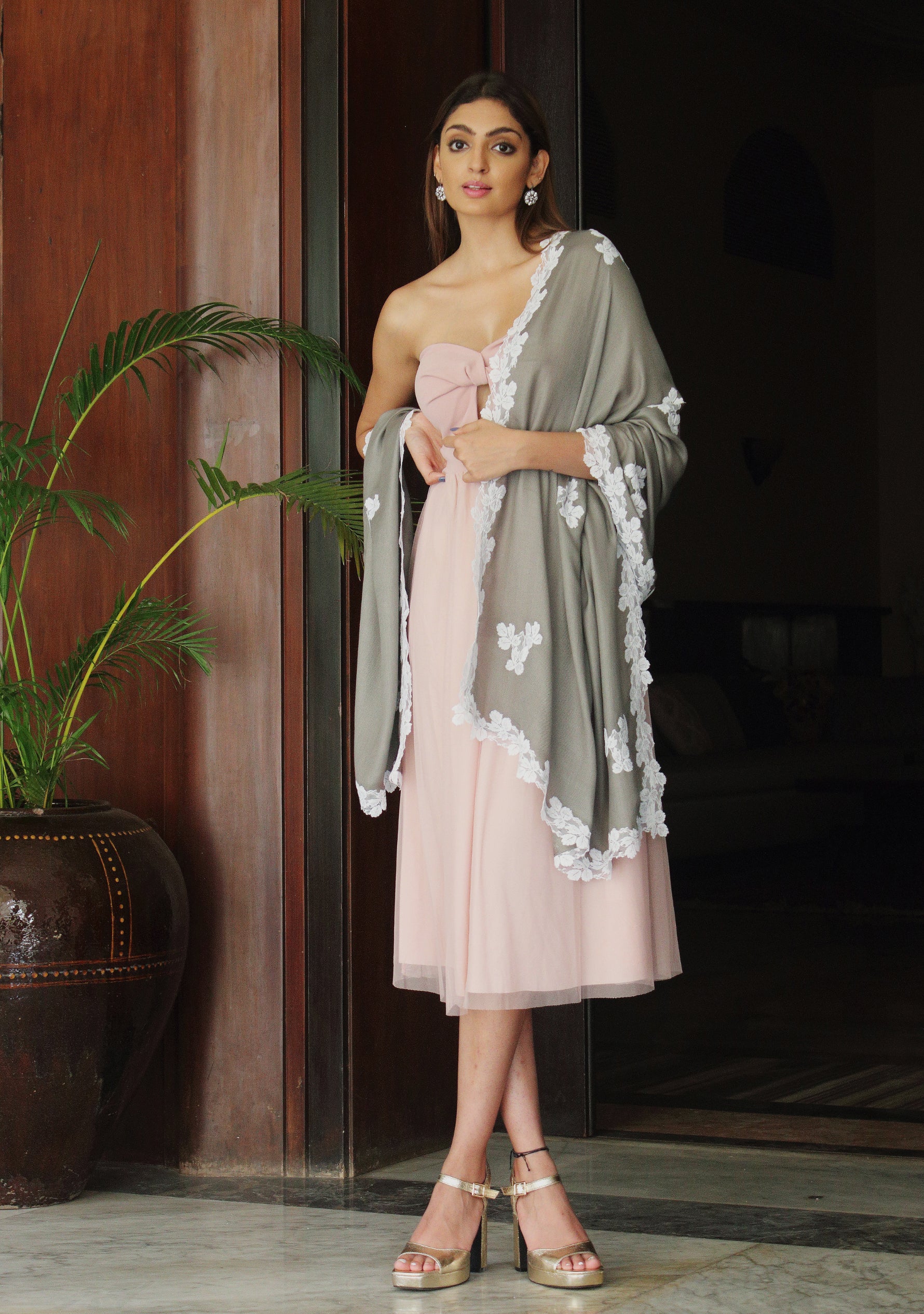 Mousse Modal Scarf Ivory Lace