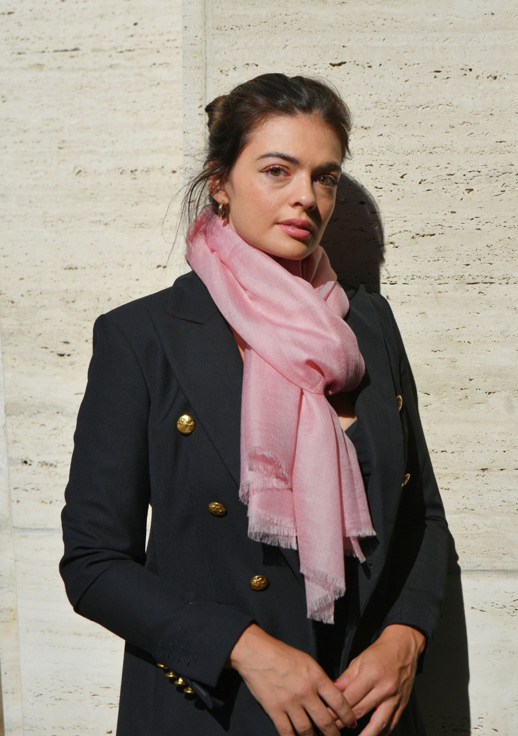 Maneesha Ruia soft pink superfine cashmere pashmina scarf, luxury designer scarf for women
