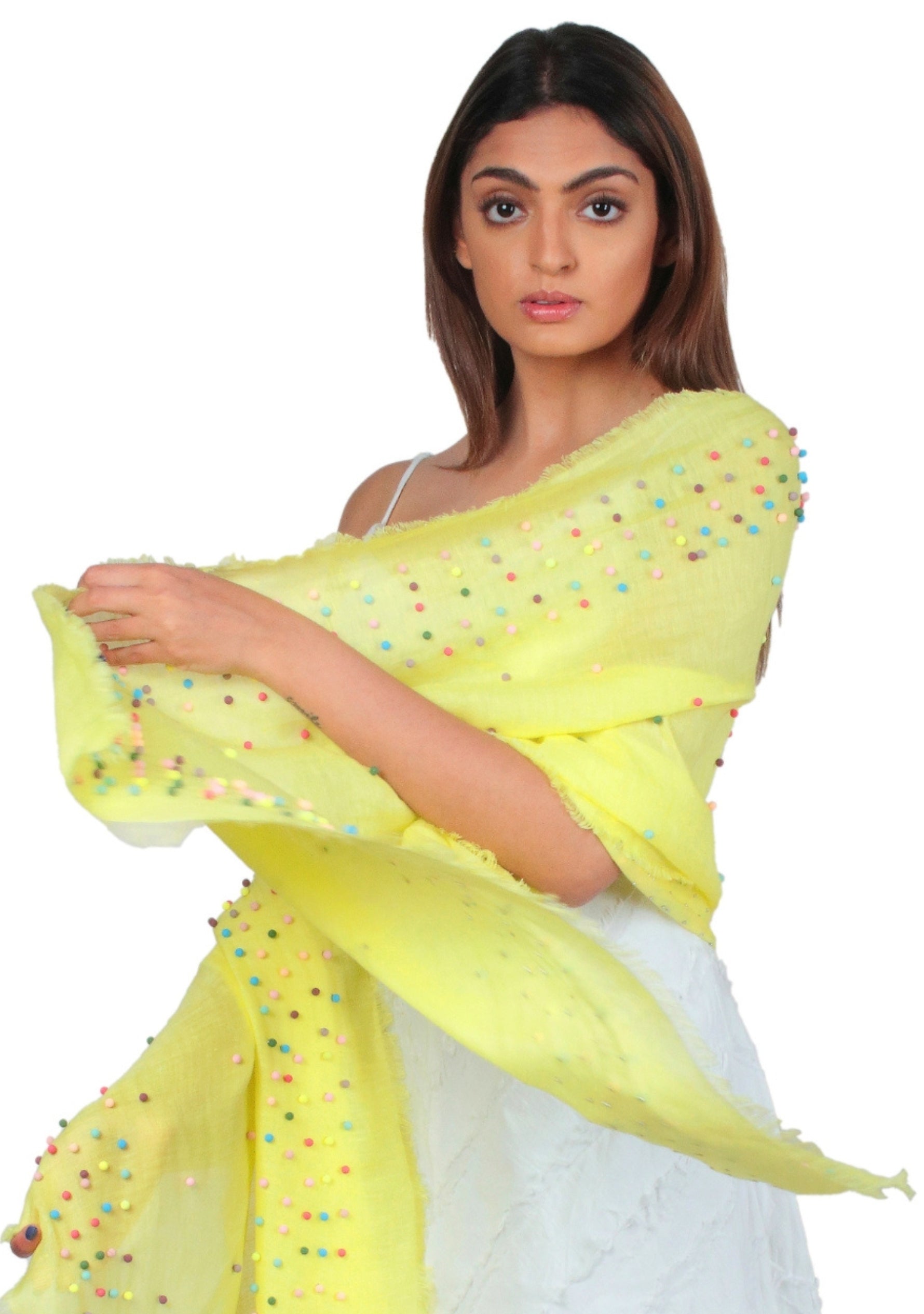 Printed Modal Linen Silk Scarf in Mini Leo Teal main image 0