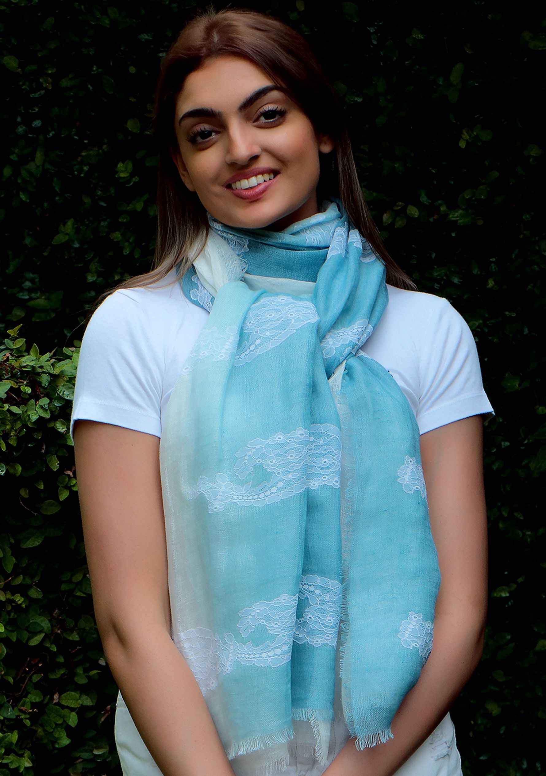 Steel Blue & White Ombré Linen Scarf
White Lace