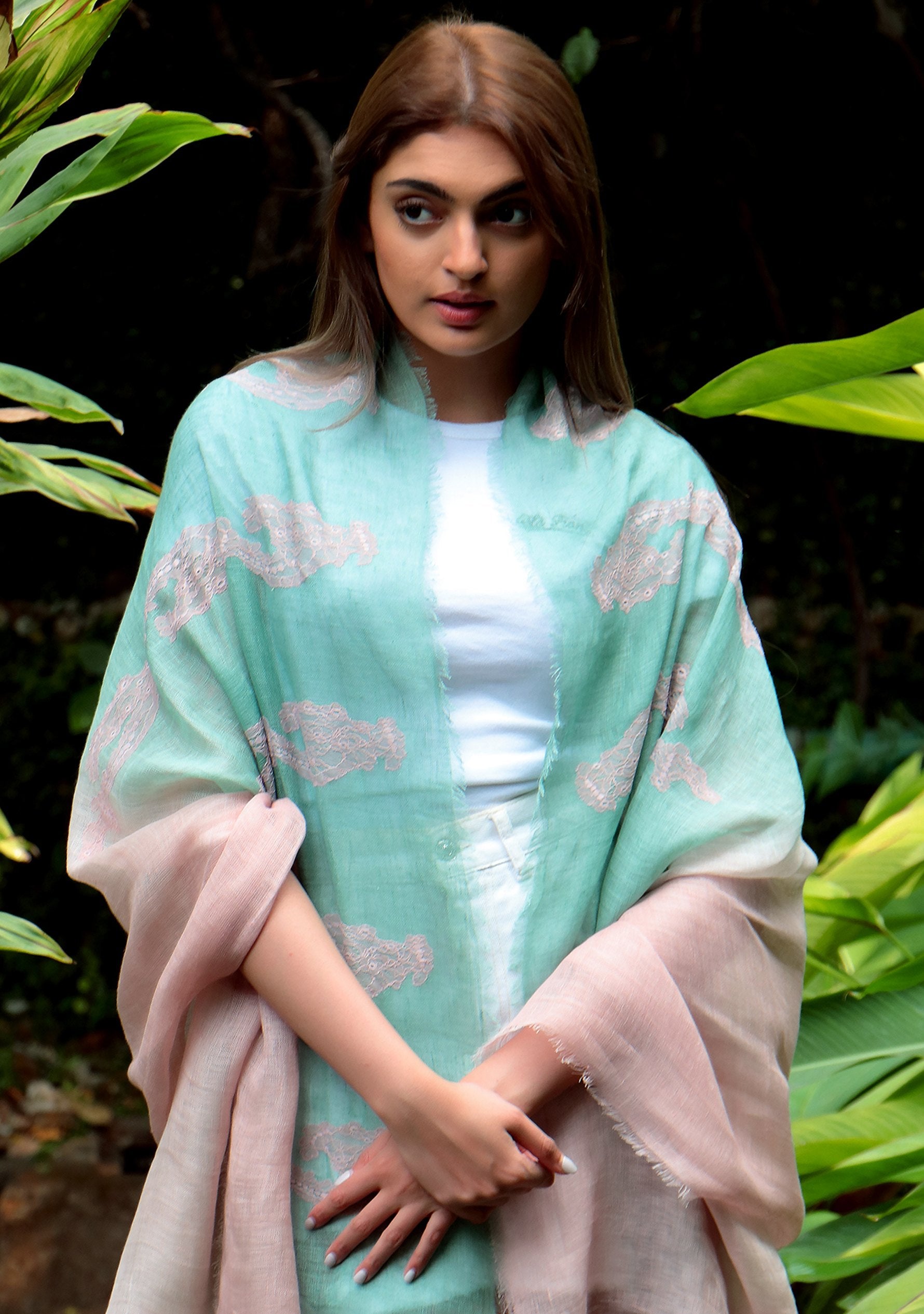 Lt. Sage Green & Peanut Ombré Linen Scarf
Peanut Lace