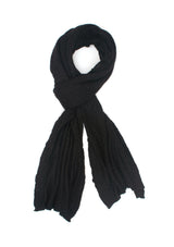 Black Baby Cable-Knit Fine Wool Scarf