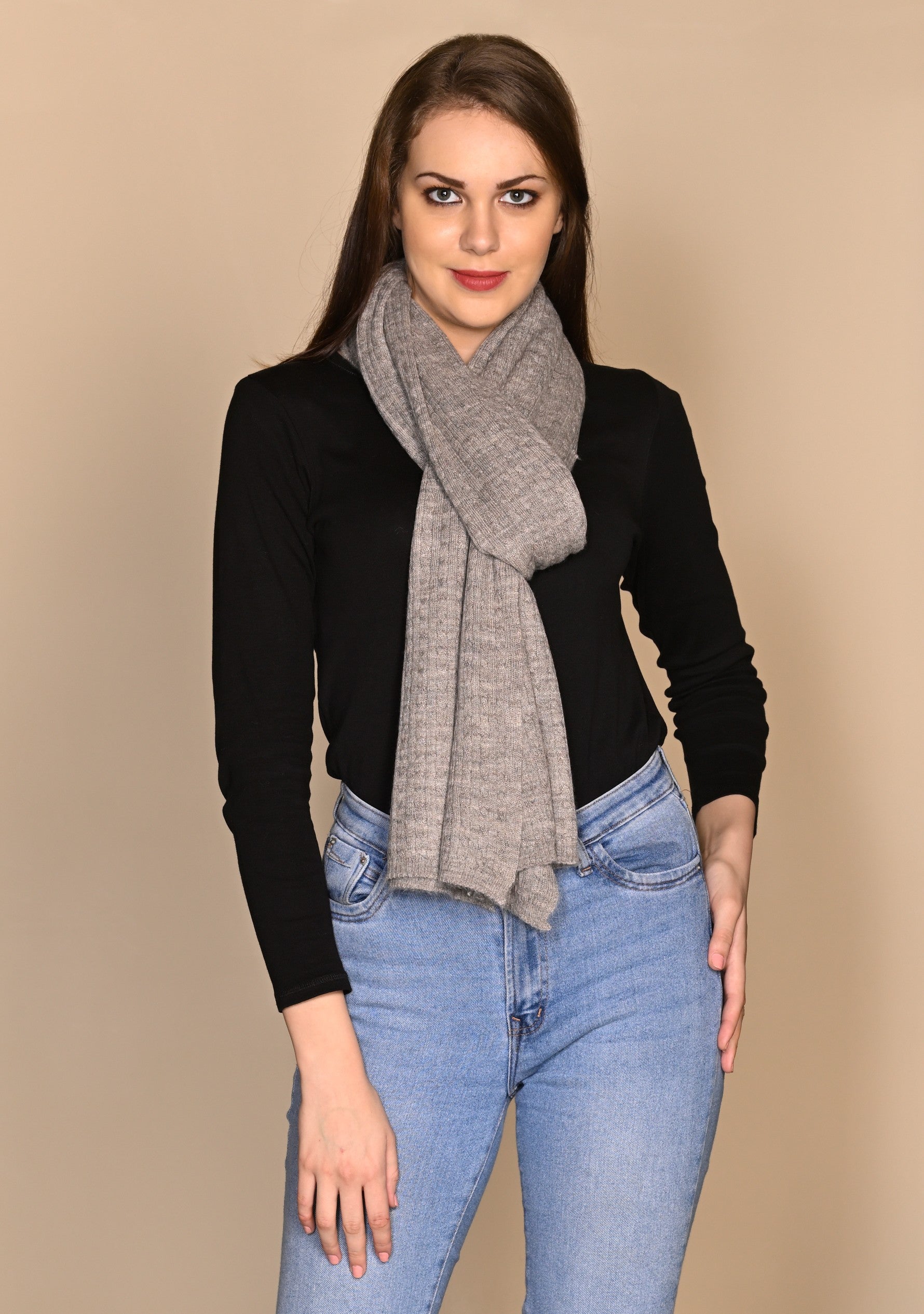 Taupe Melange Wool Scarf