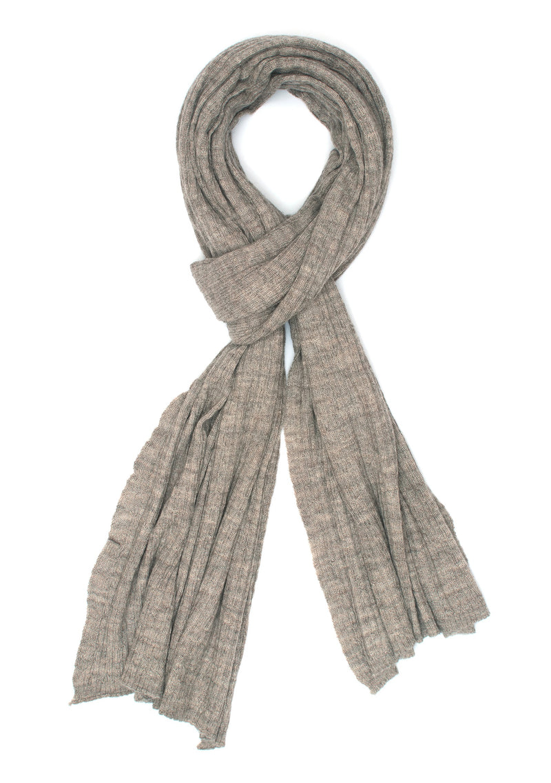 Taupe Melange Baby Cable-Knit Fine Wool Scarf
