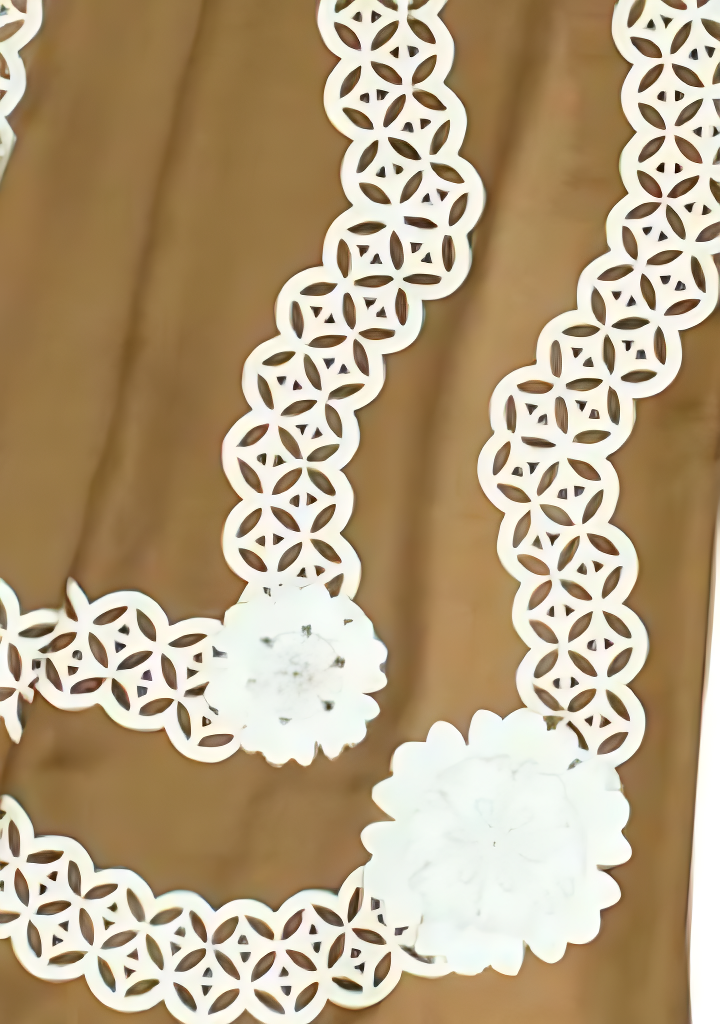 Mustard Modal Scarf with a Lasercut Ivory Faux Leather Appliqu̩ in a Scalloped Design