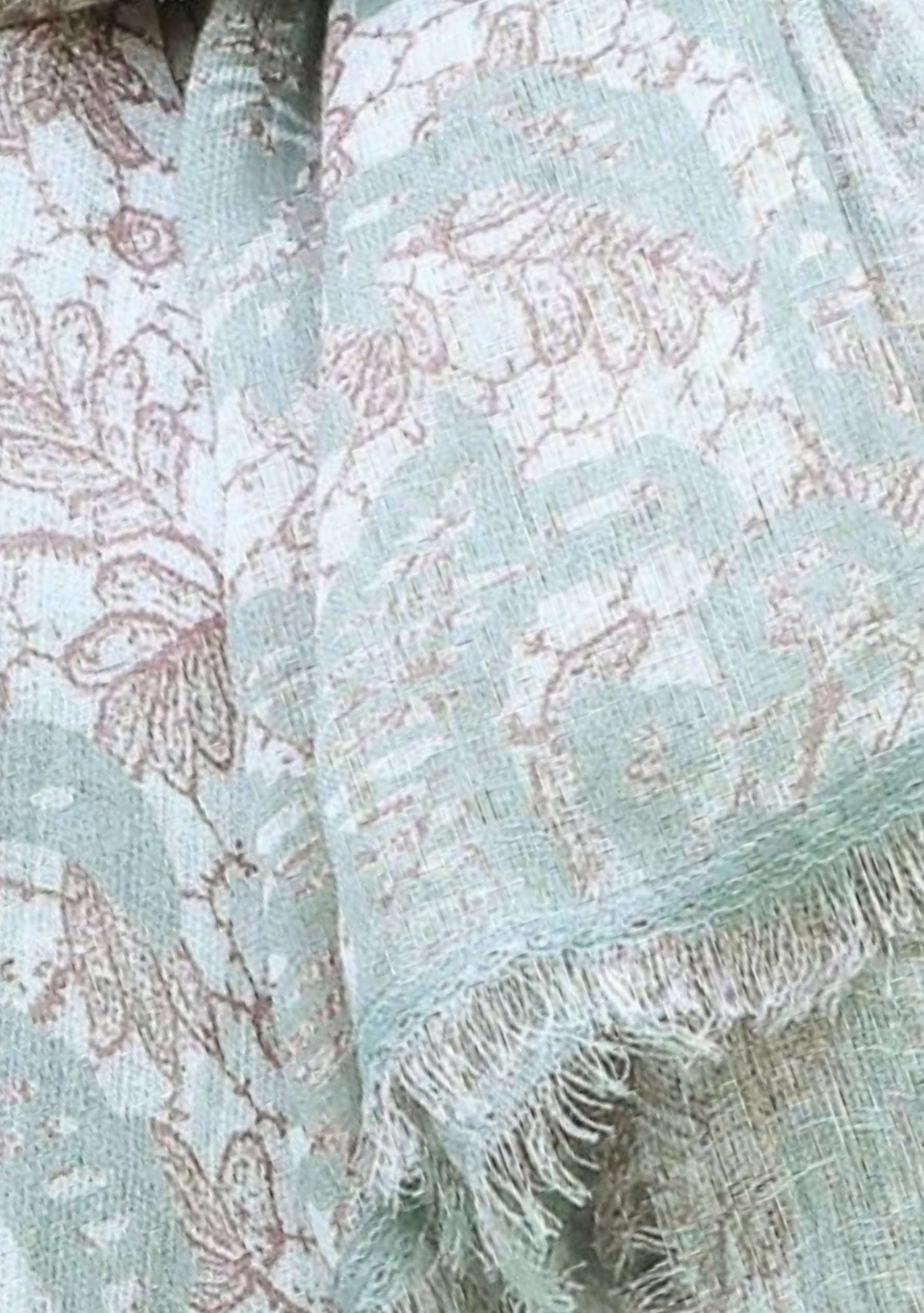 Sage Green & Copper Print Linen Scarf 
Sage Green Lace