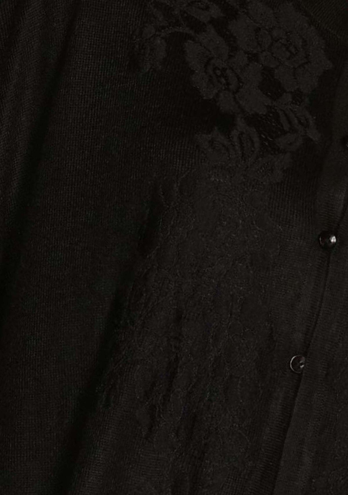 Black Wool Collared Cape 
Black Lace