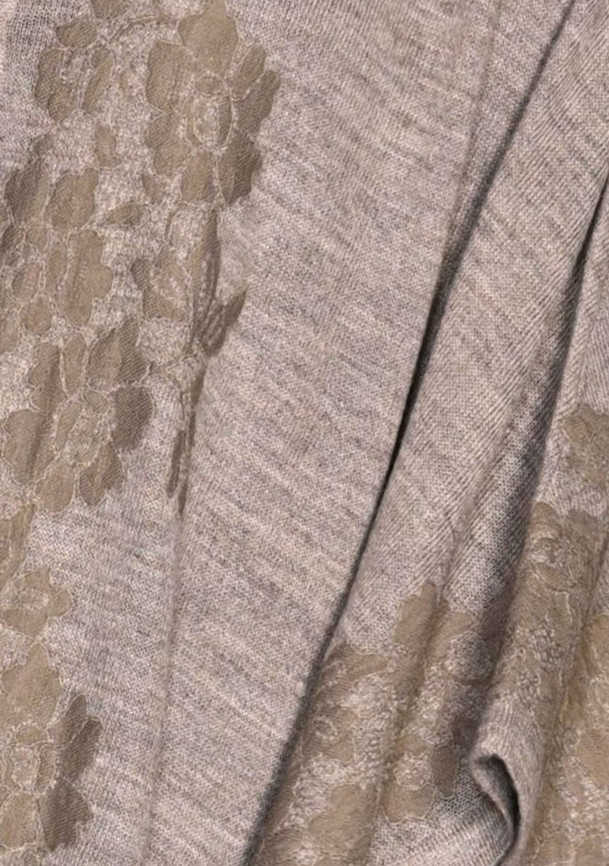 Taupe Melange Wool Collared Cape 
Dk. Taupe Lace