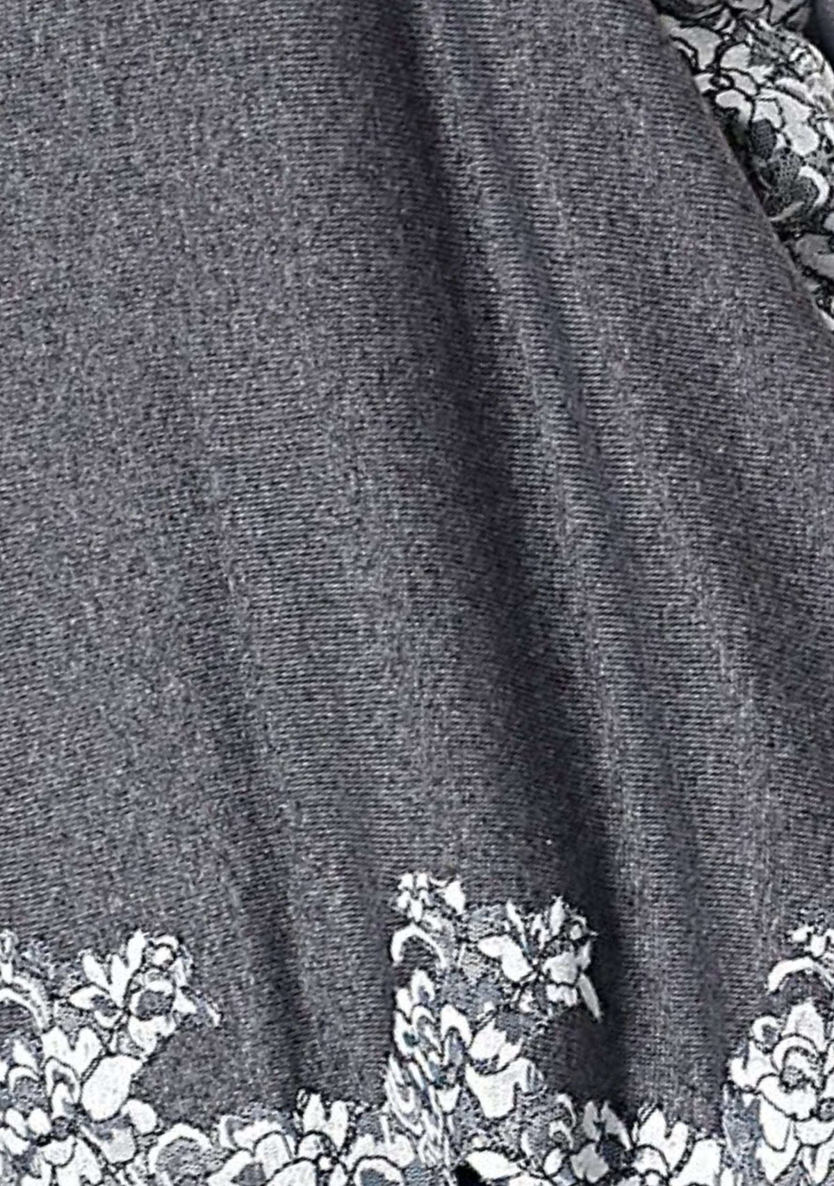 Dk. Gray Melange Wool Poncho Ivory Lace