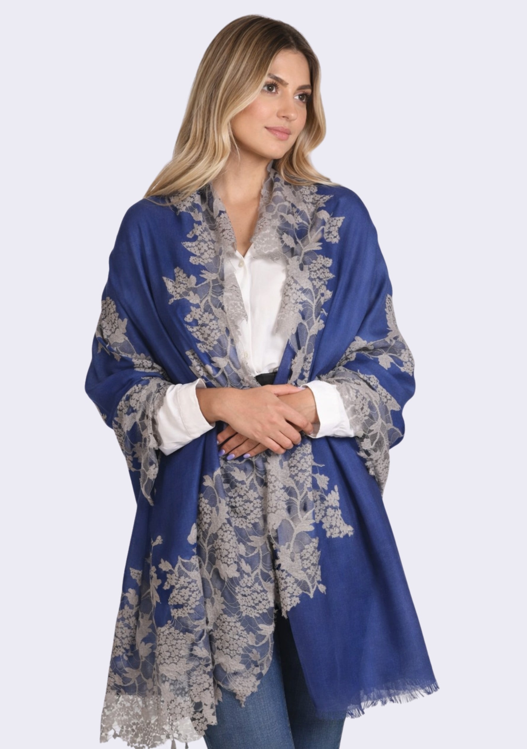 Denim Blue Wool & Silk Scarf
Mousse Lace