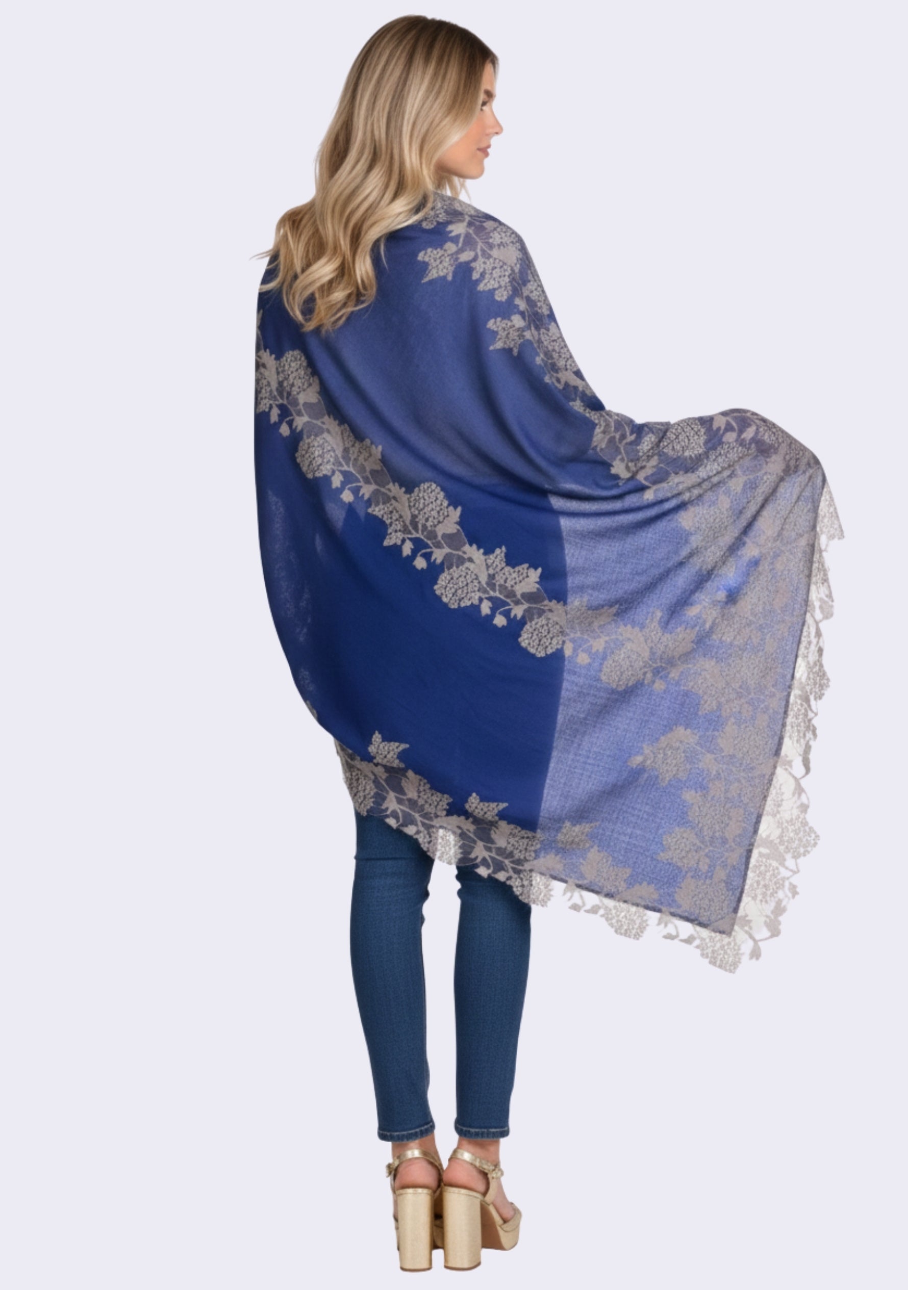 Denim Blue Wool & Silk Scarf
Mousse Lace