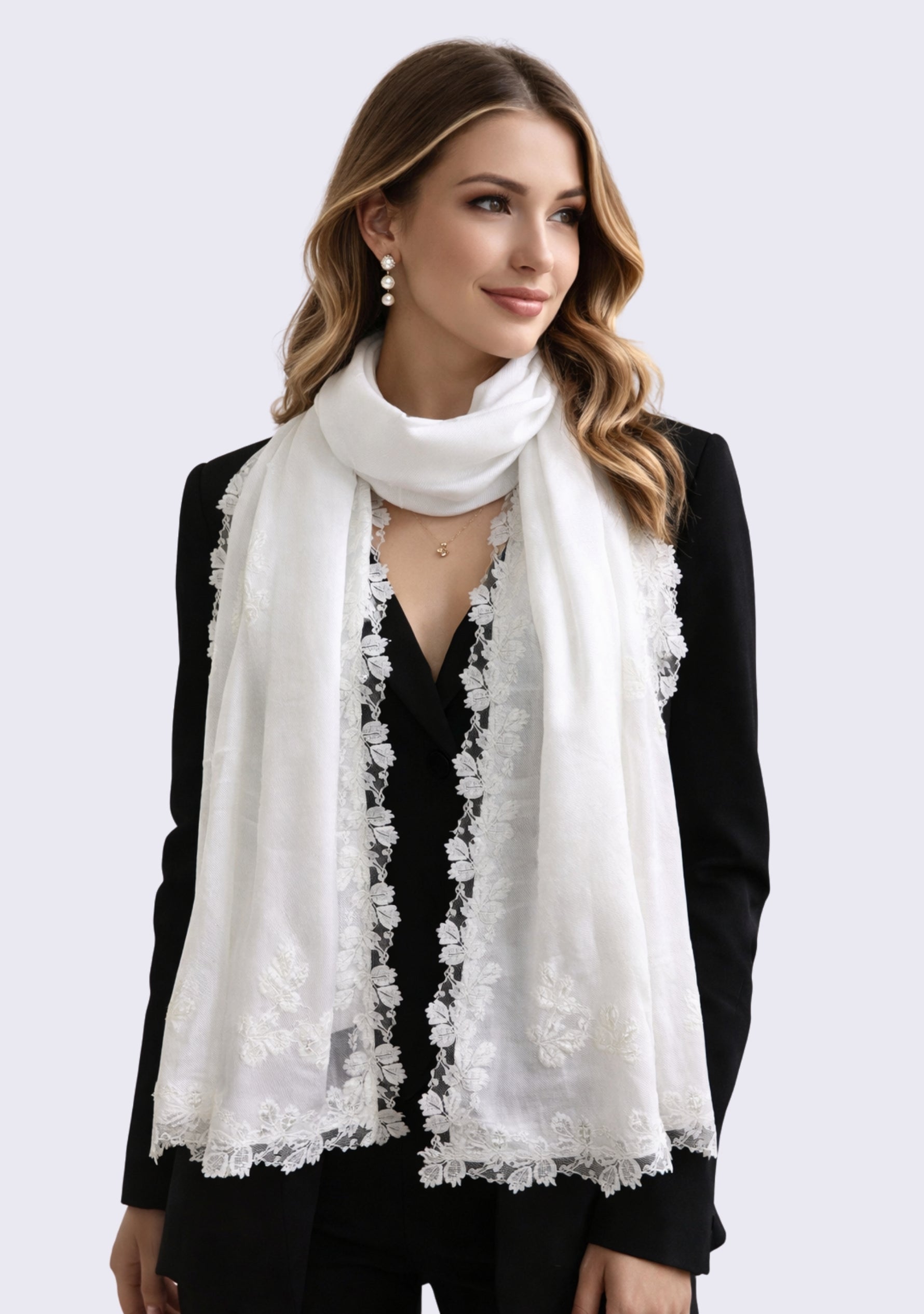 Ivory Modal Scarf 
Ivory Lace