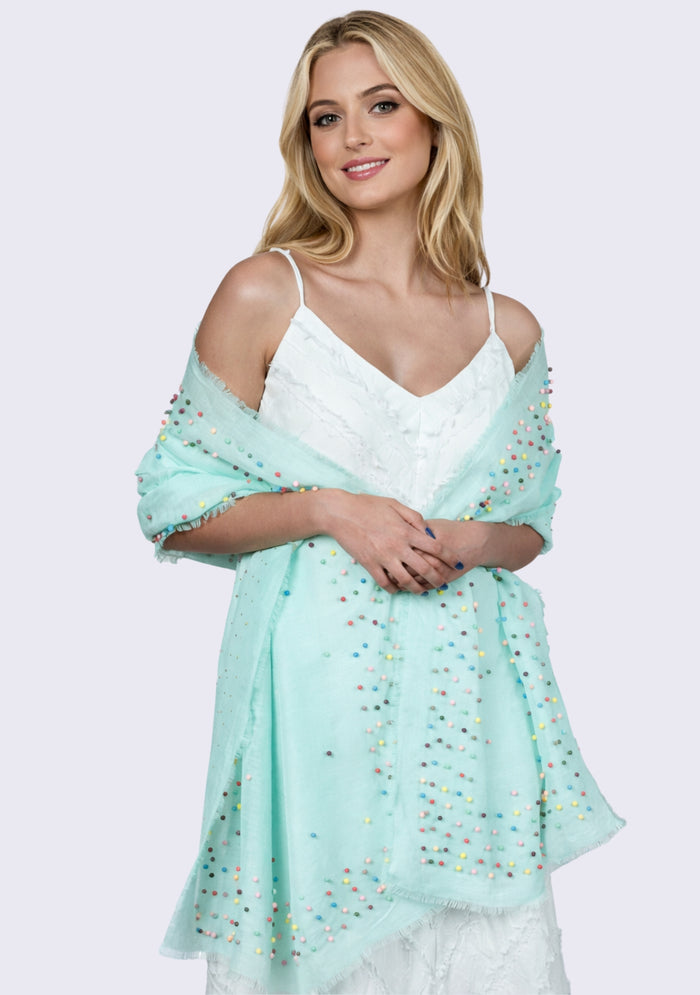 Lt. Mint Linen & Modal Scarf
Multi-colored Pearls