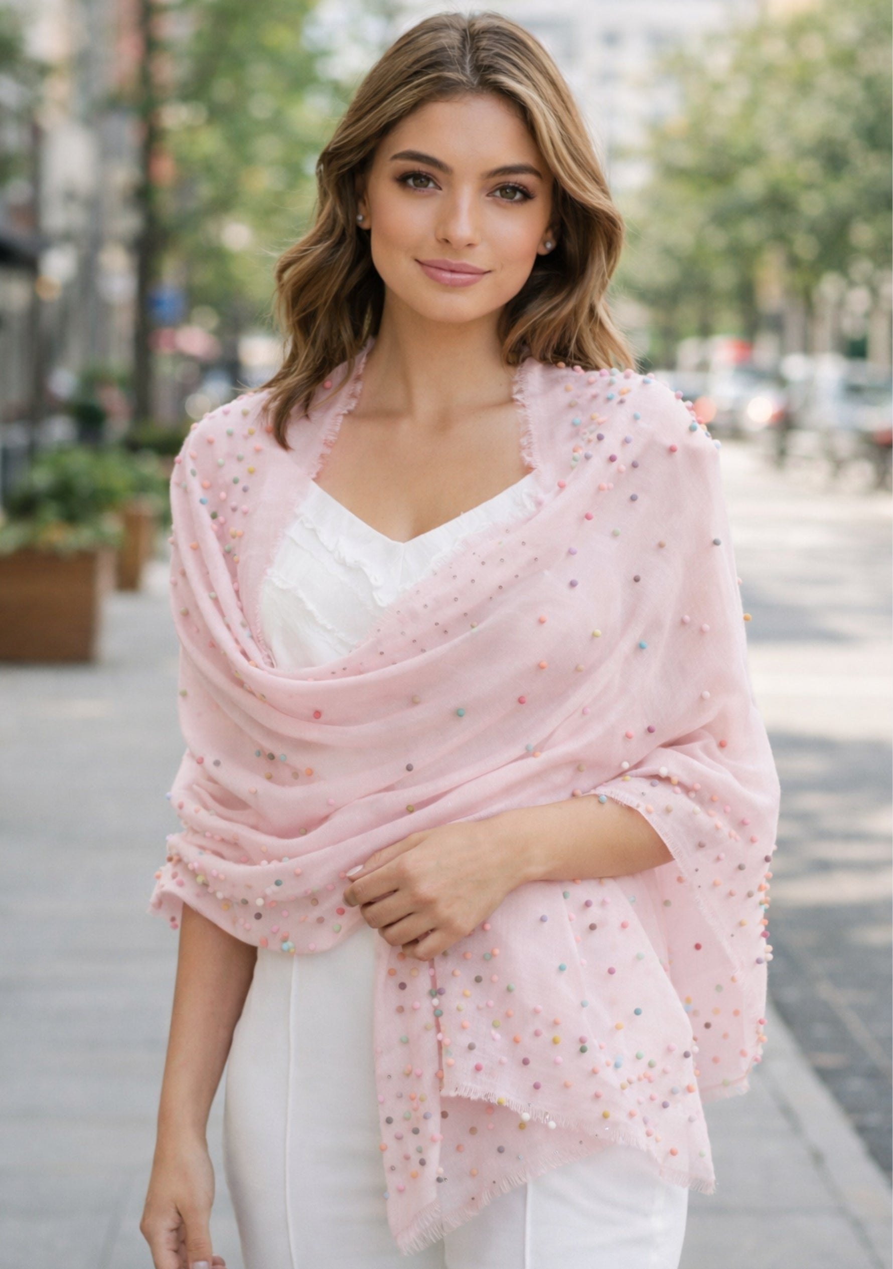 Pink Linen & Modal Scarf
Multi-colored Pearls