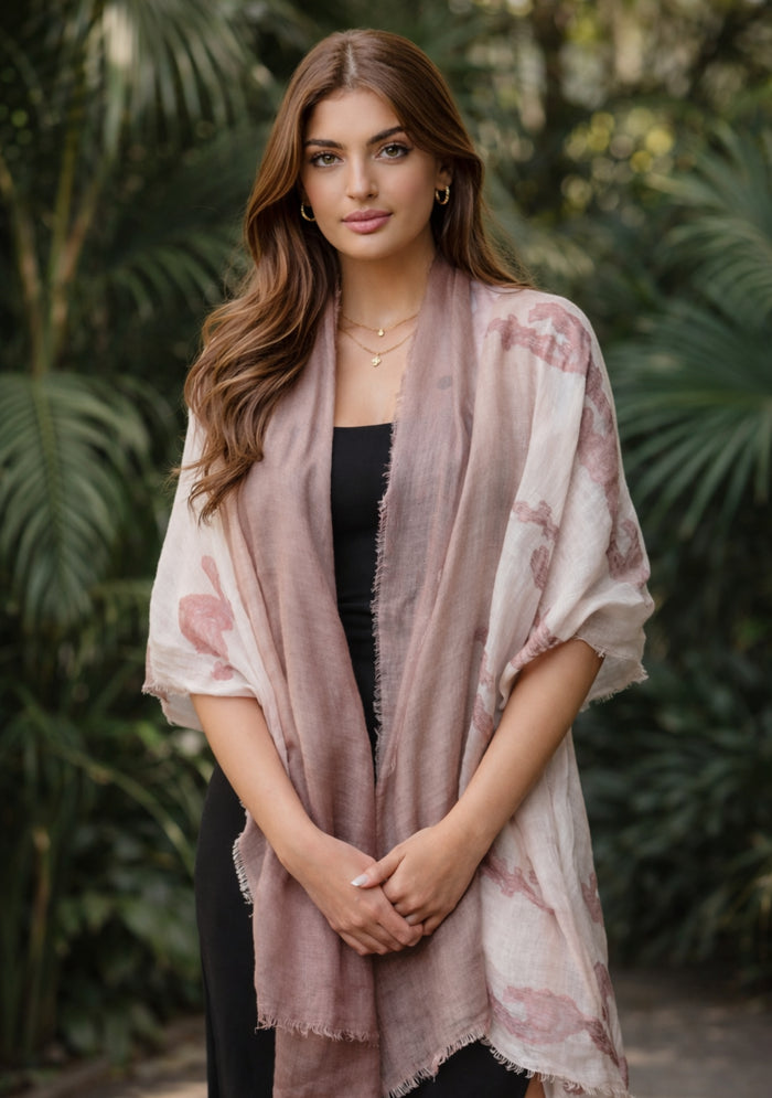 Lt. Copper & Copper Ombre Linen Scarf Copper Lace