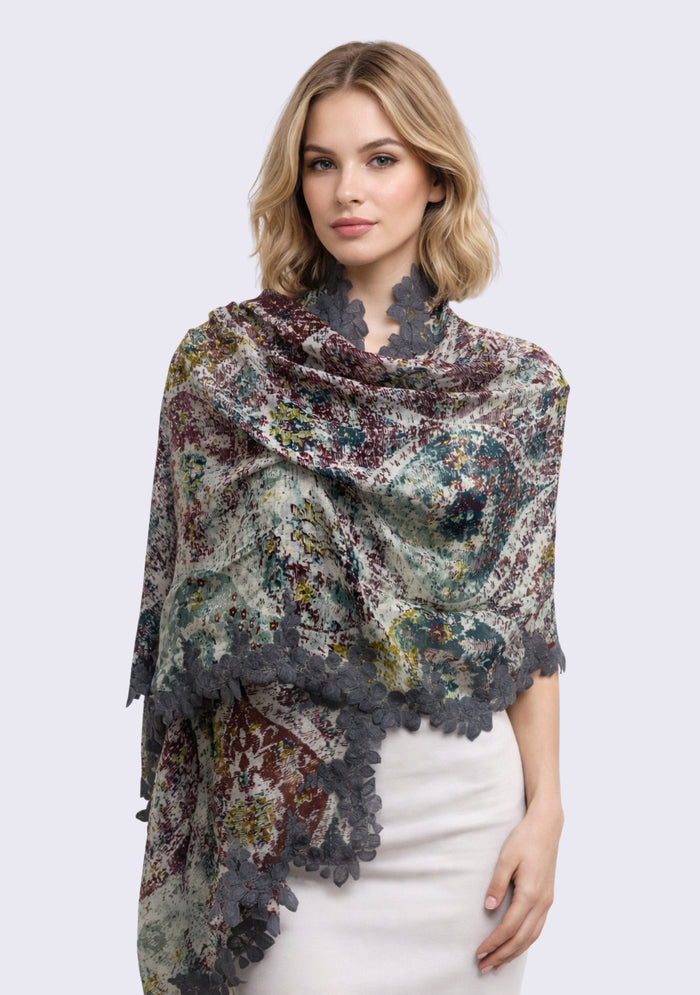Marrakesh Print Modal & Silk Scarf Mousse Lace