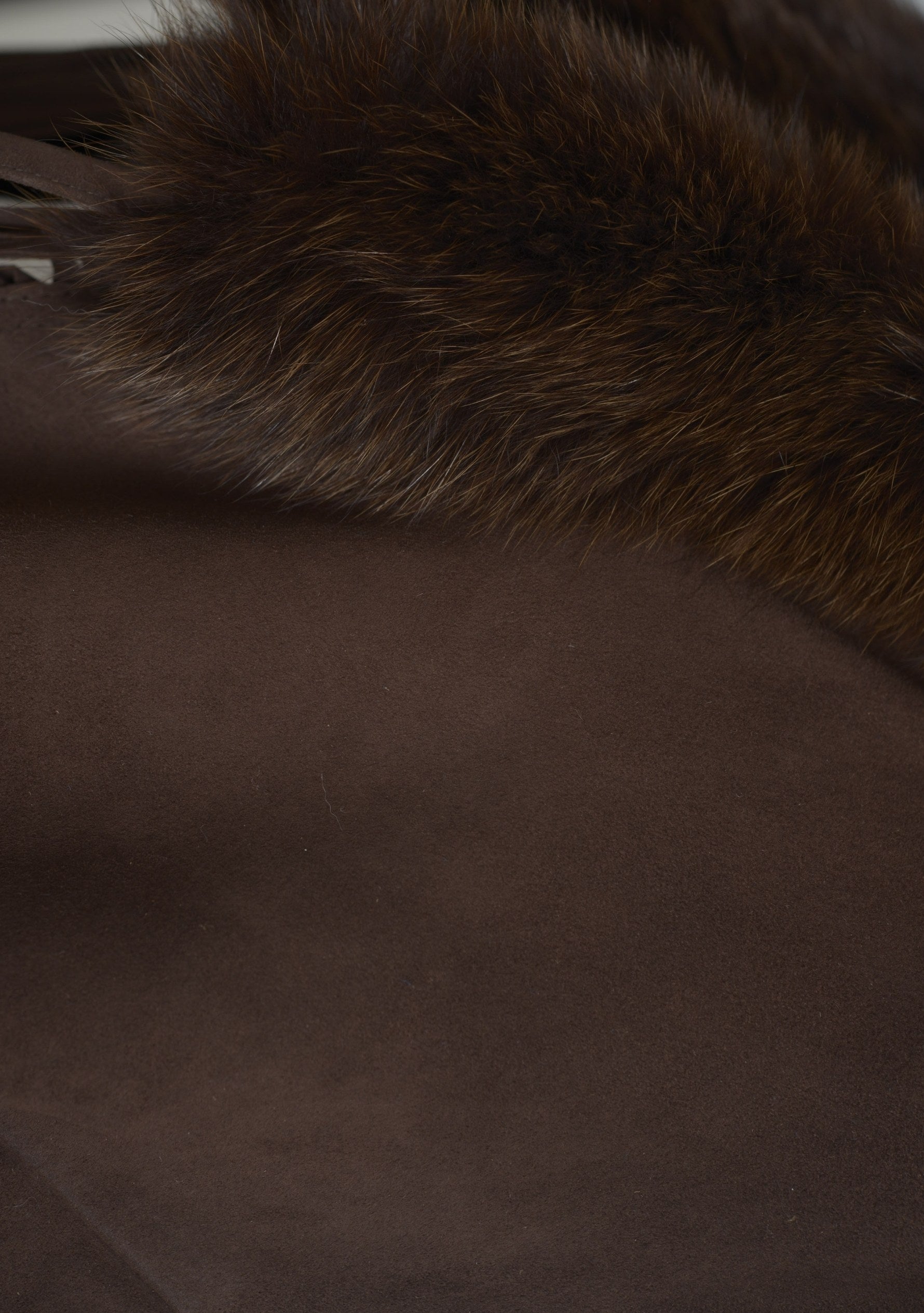 Chocolate Suede Leather Sleeveless Jacket 
Chocolate Fur & Tassels