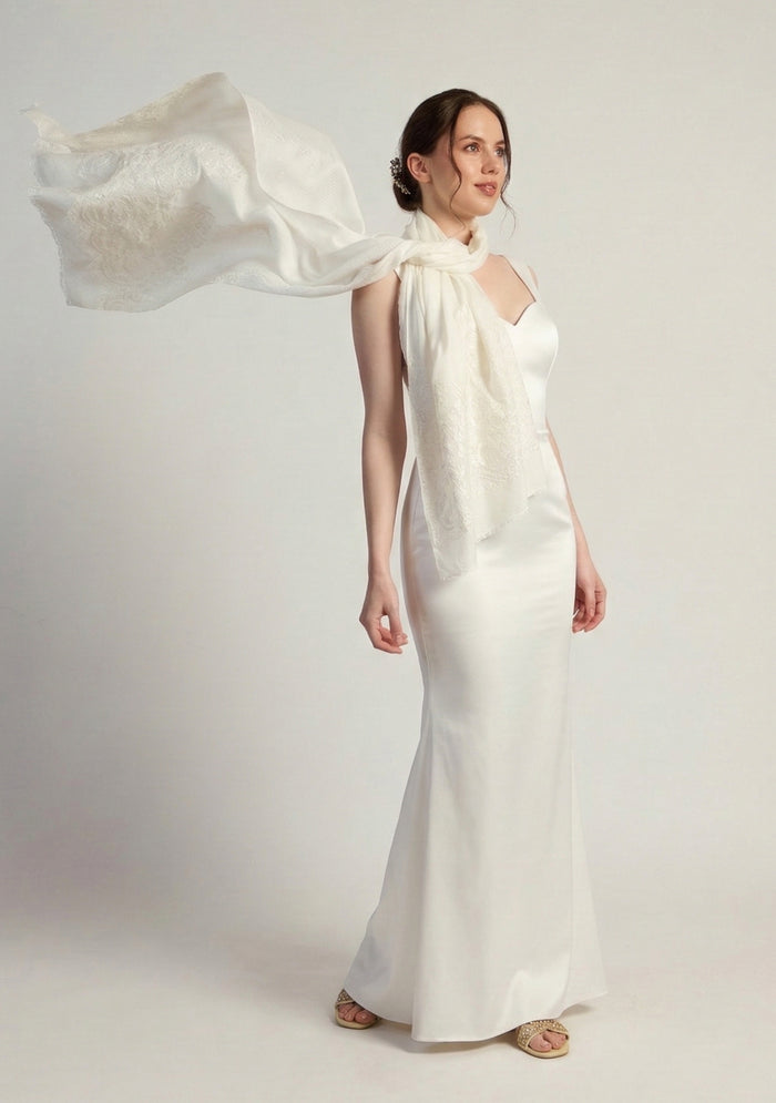 Ivory Modal Scarf Ivory Lace