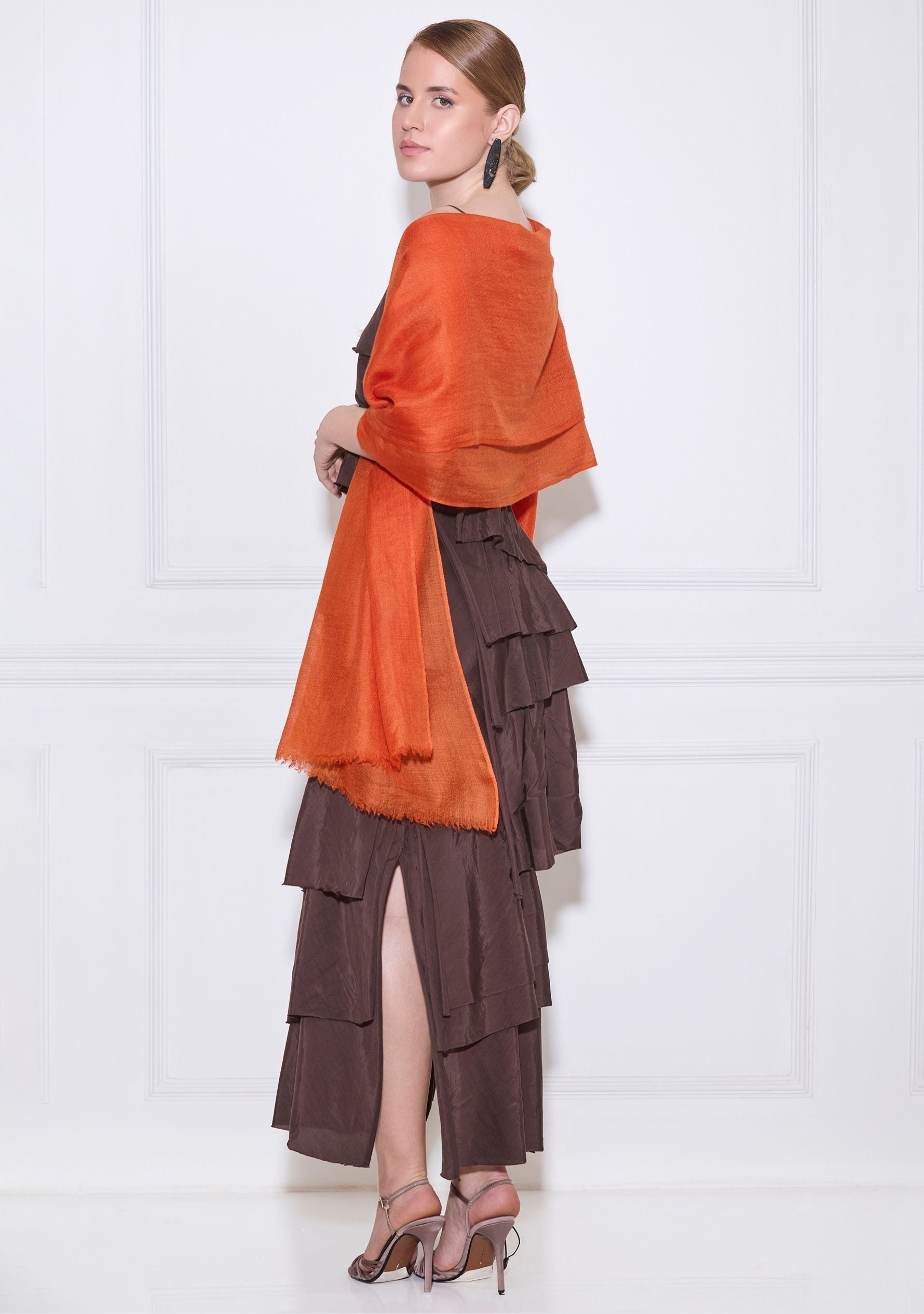Tangerine Orange Superfine Cashmere Pashmina Scarf