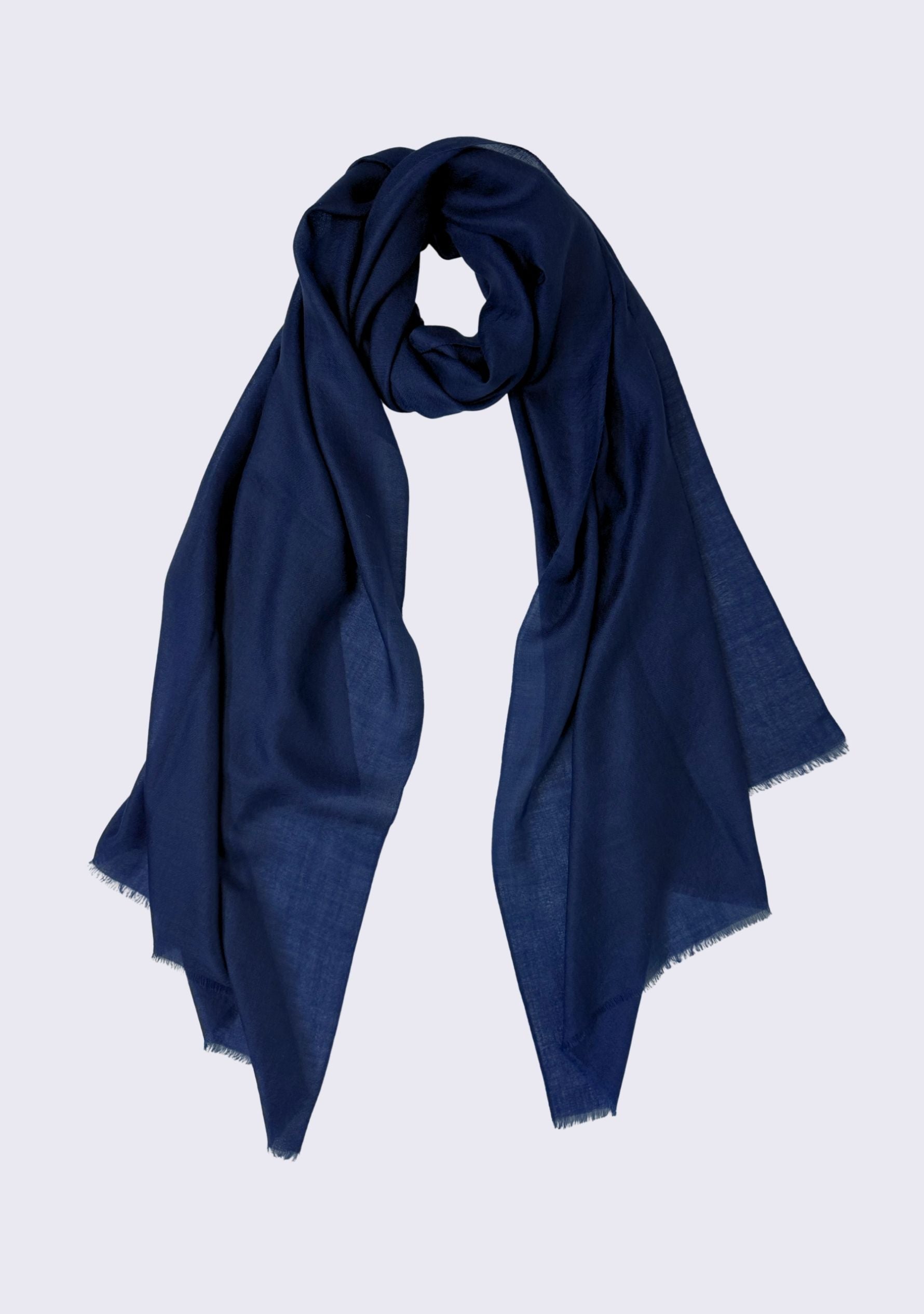 Marine Blue Superfine Cashmere Pashmina Scarf