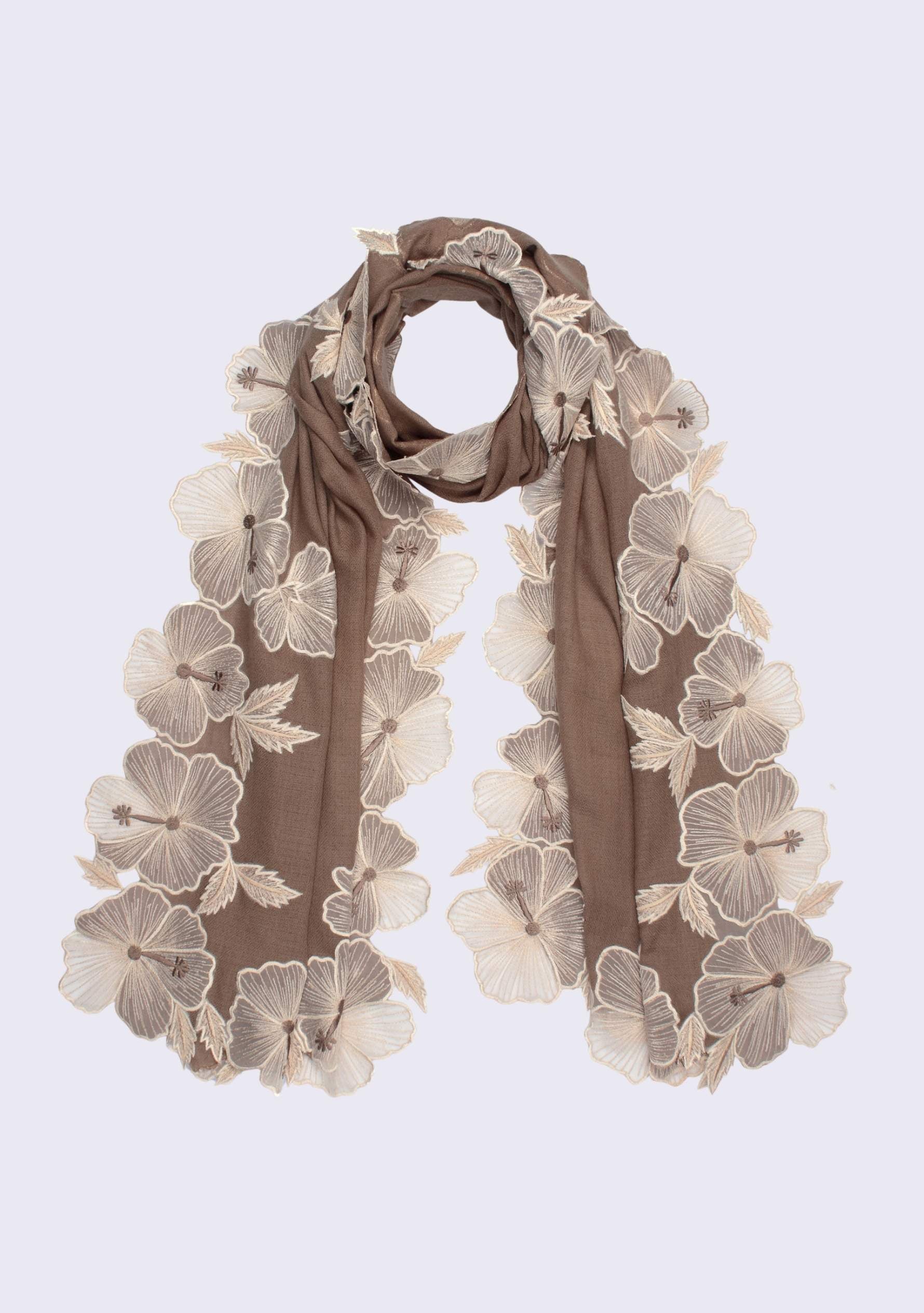 Stone Cashmere Scarf
Ivory Embroidery