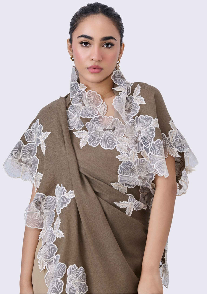 Stone Cashmere Scarf
Ivory Embroidery