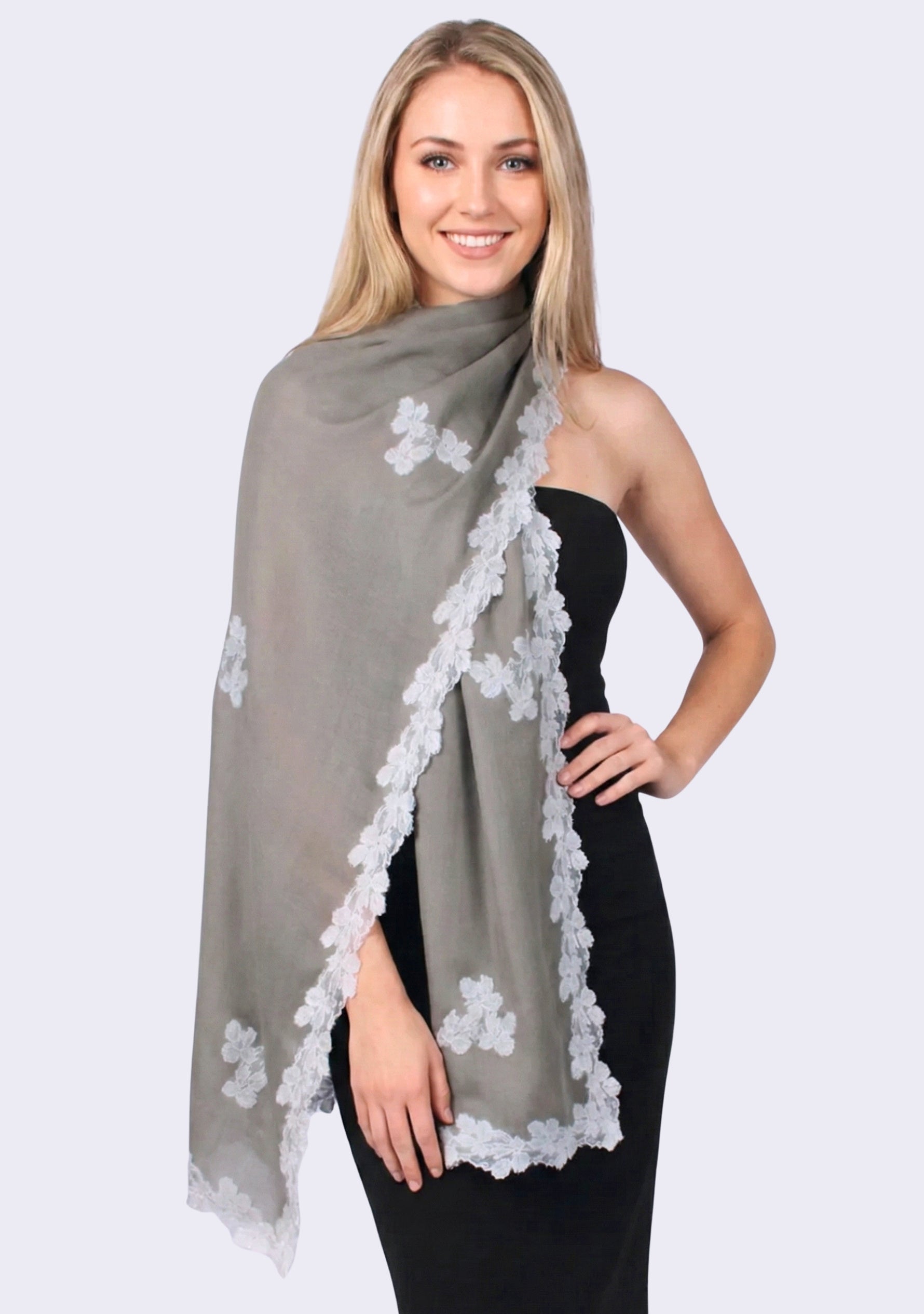Mousse Modal Scarf Ivory Lace