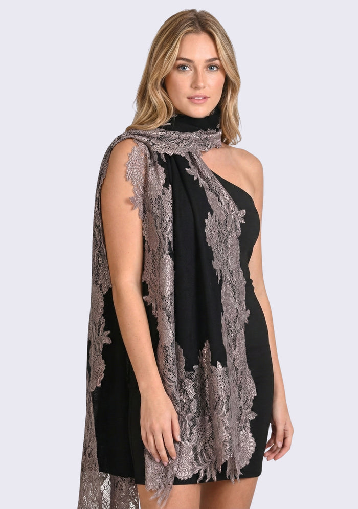 Black Wool & Silk Scarf
Antique Silver Lace