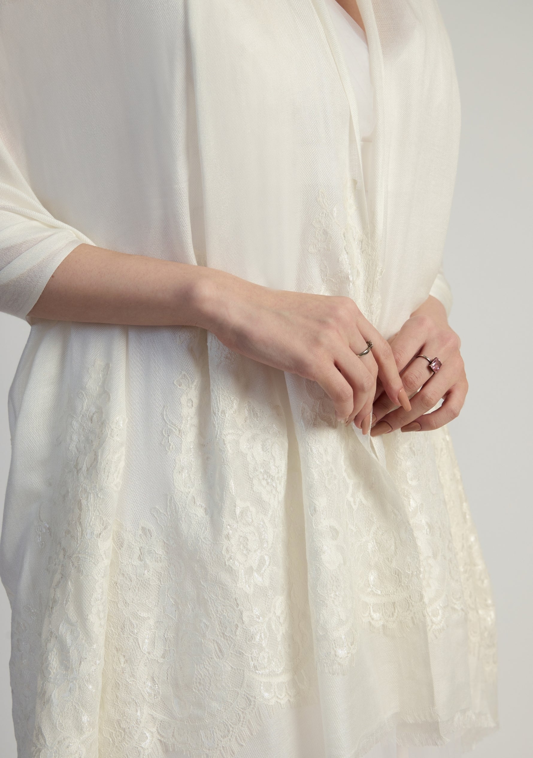 Ivory Modal Scarf Ivory Lace