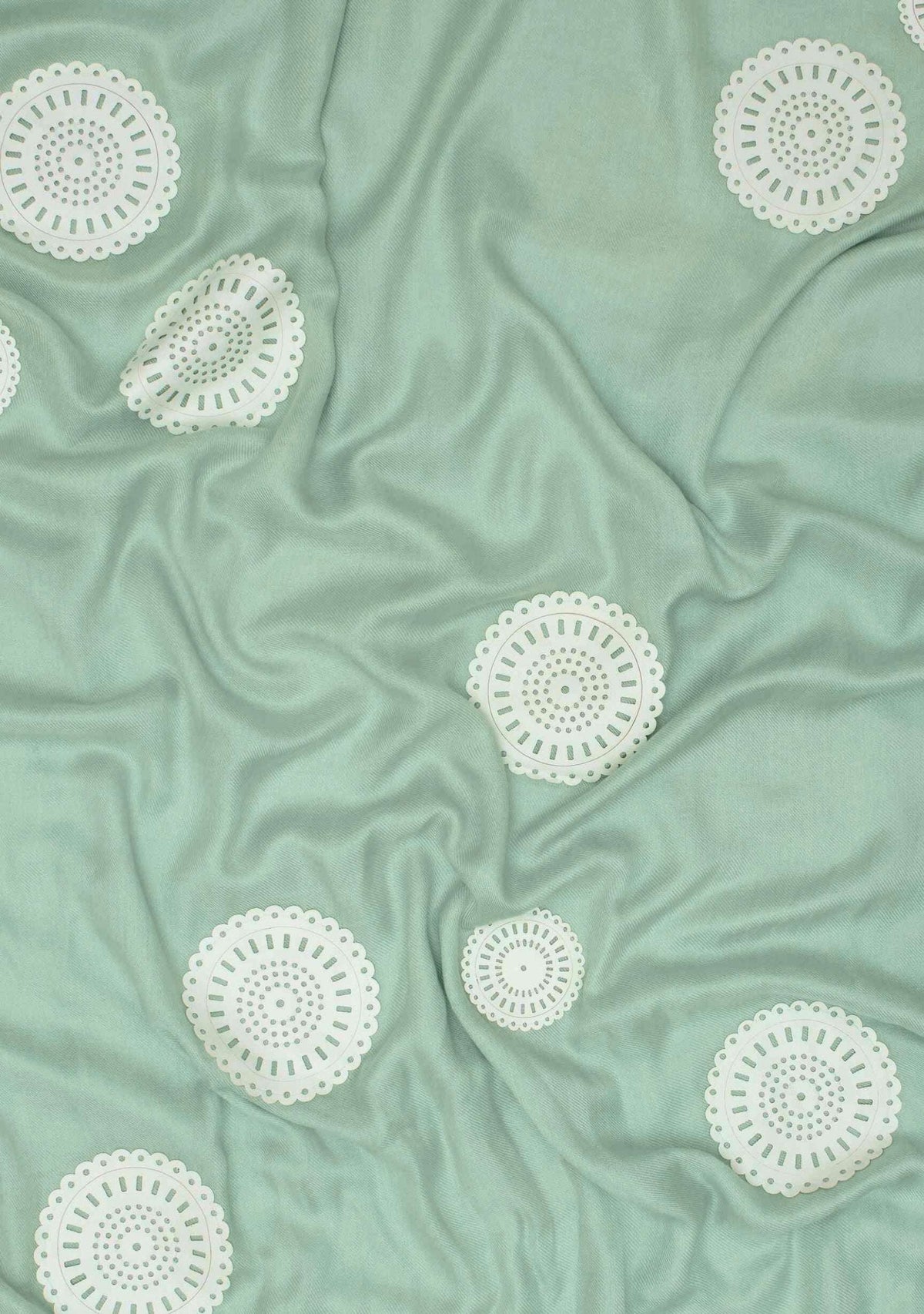 Lt. Sage Green Modal Scarf White Faux Leather Appliques