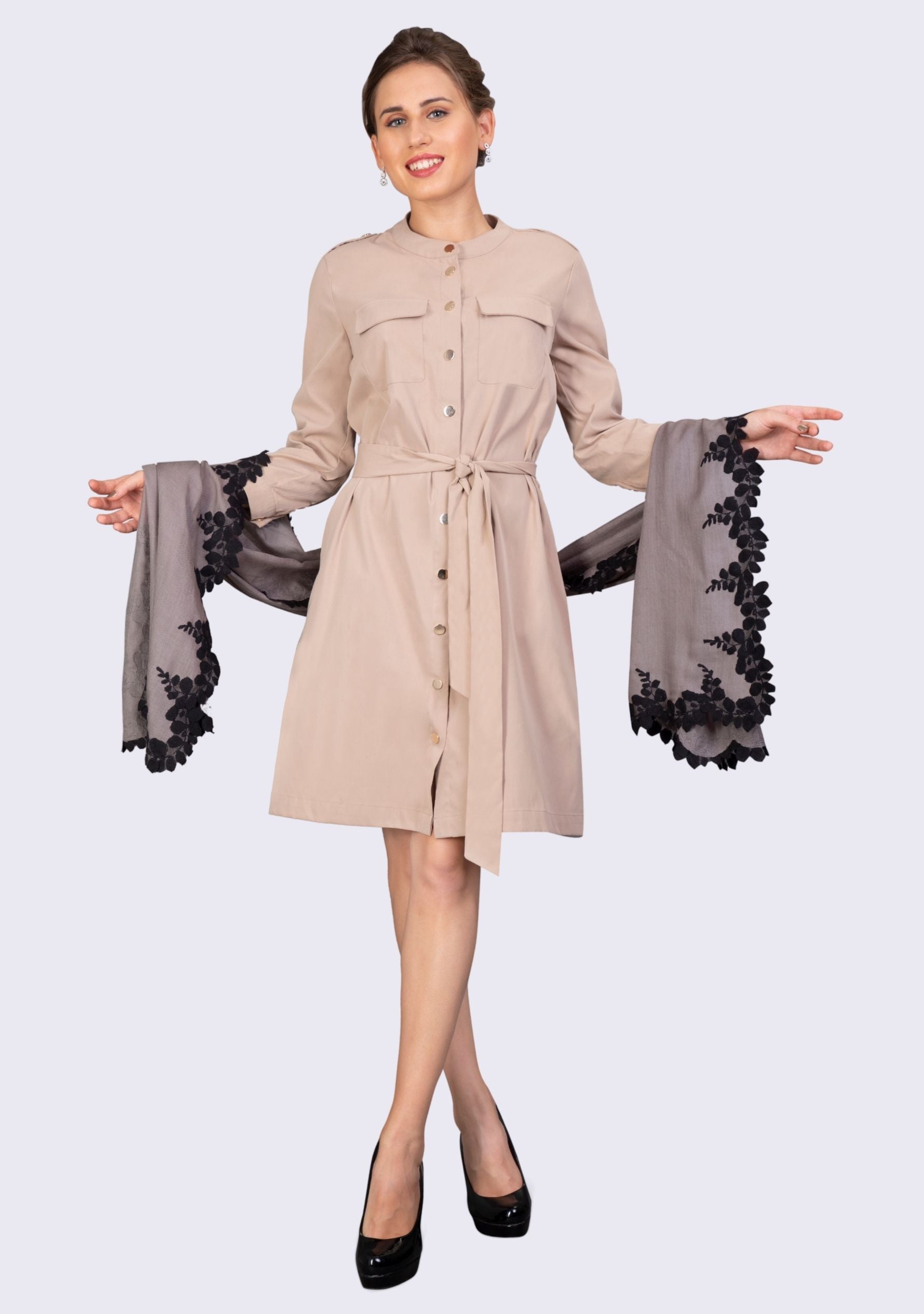 Mousse Silk & Wool Scarf 
Black Lace