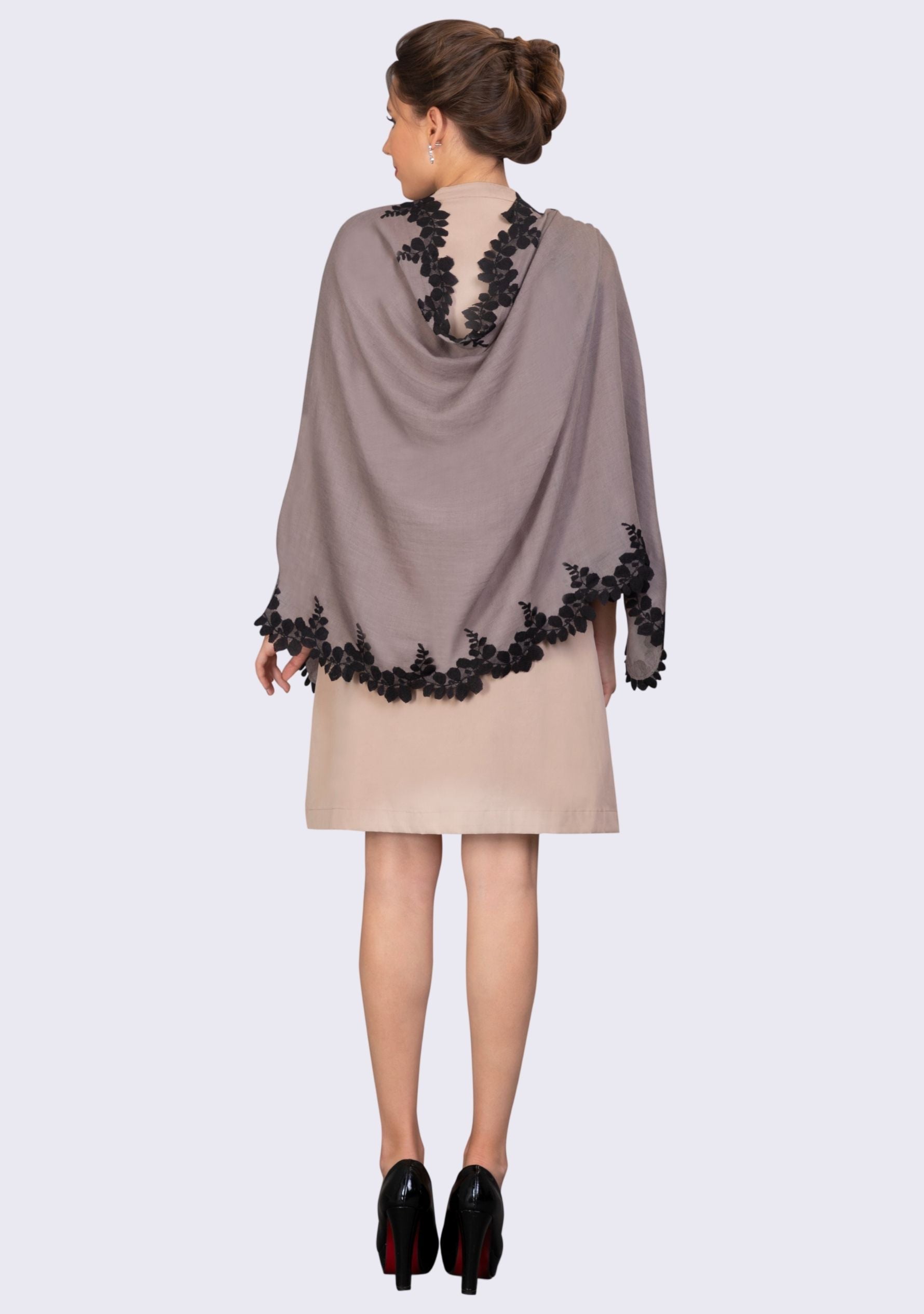 Mousse Silk & Wool Scarf 
Black Lace