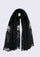 Maneesha Ruia black linen modal scarf with black lace panels, luxury lightweight designer scarf for women