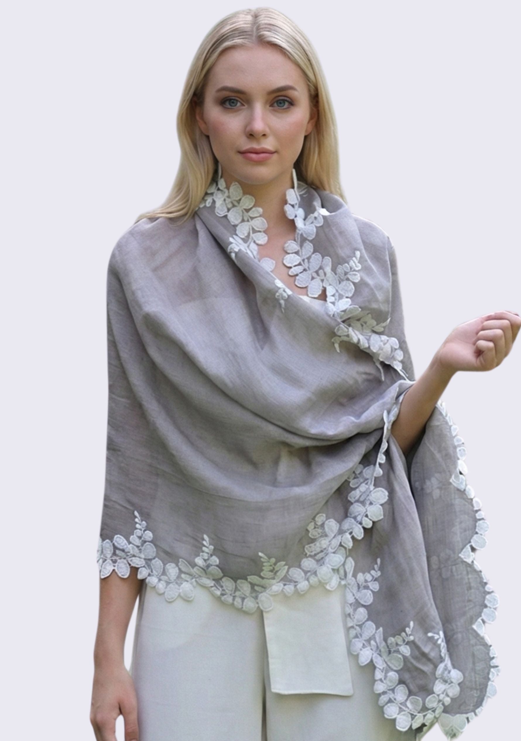Mousse Linen & Modal Scarf 
Ivory Lace