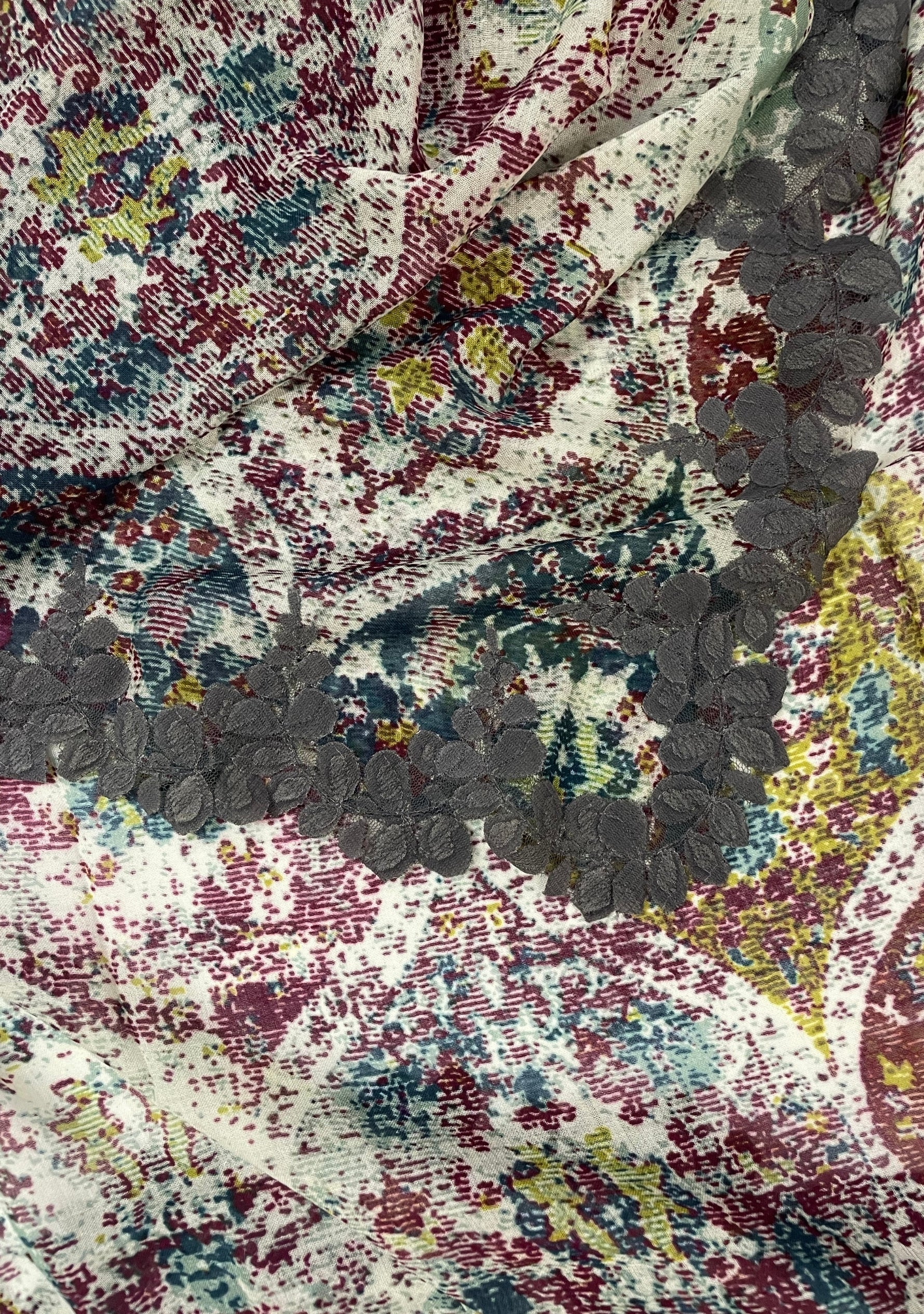 Marrakesh Print Modal & Silk Scarf Mousse Lace