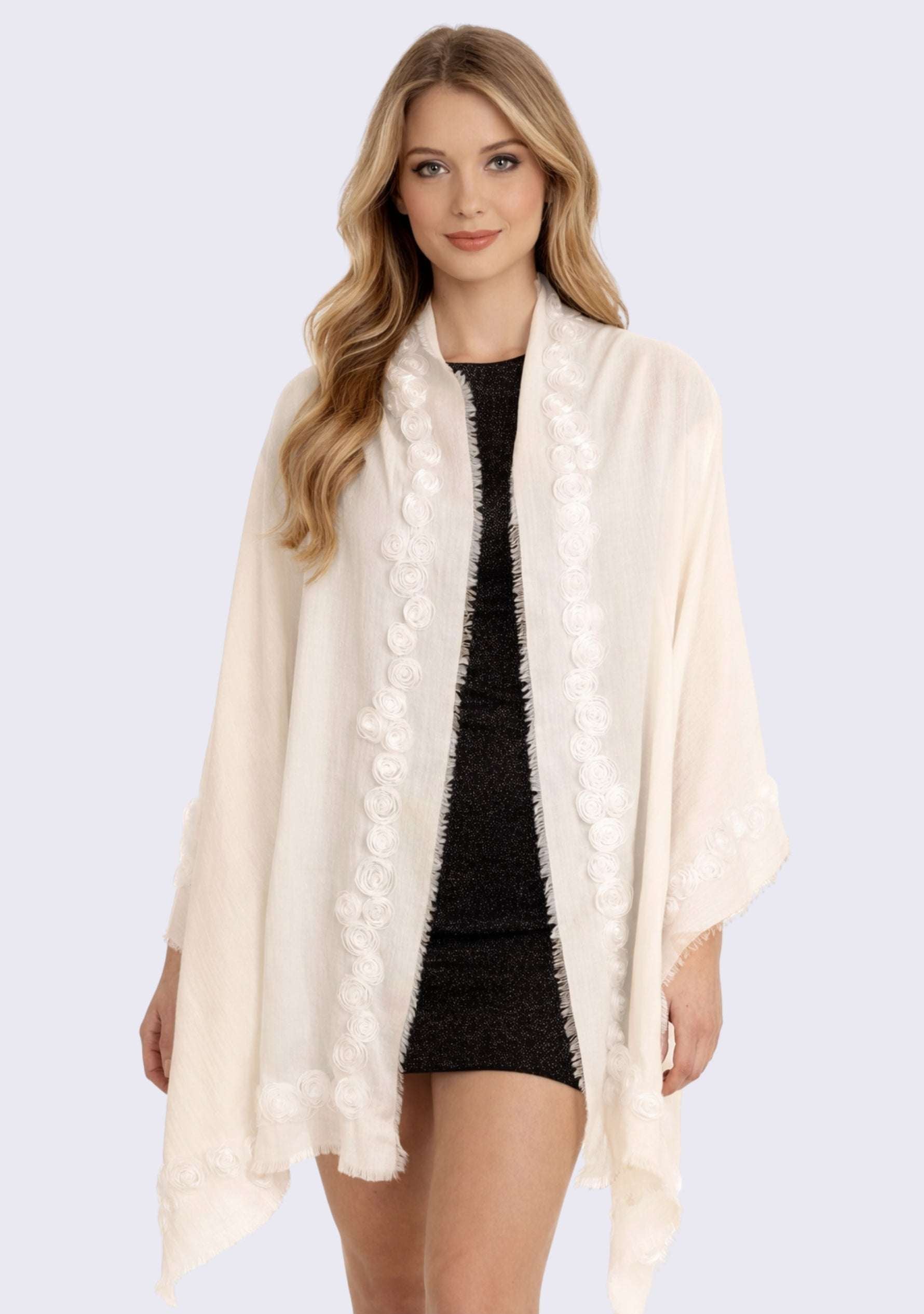 Ivory Cashmere Scarf 
Ivory Ribbon Roses