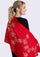Bright Red Cashmere Scarf Dull Gold Sequin & Metallic Embroidery