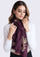 Plum Cashmere Scarf Metallic Hand-Embroidery & Plum Lace