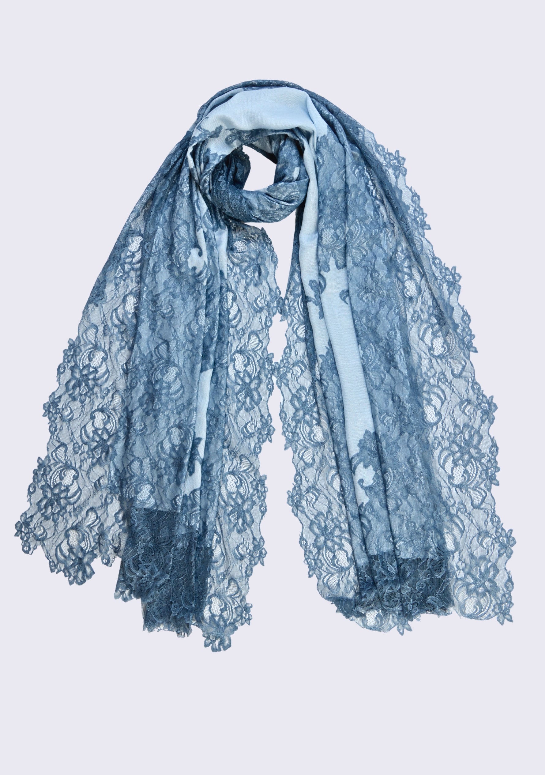 Powder Blue Modal Scarf Blue Lace